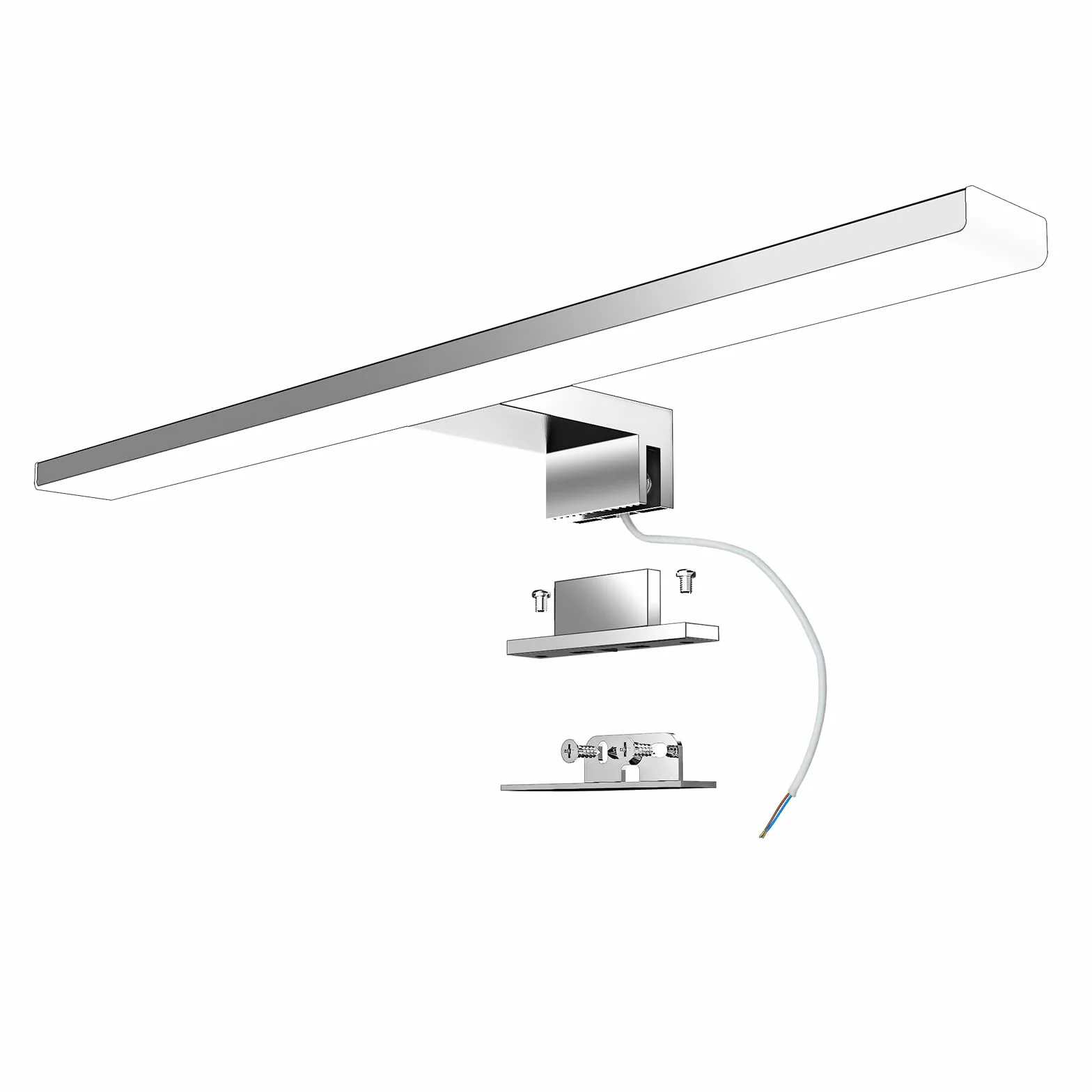 Lampa LED do Lustra Łazienkowego, Stal Nierdzewna, Klasa II, Wodoszczelność IP44, Lampa Łazienkowa, Oświetlenie Ścienne, Neutralna Biel, 10 W, 820 lm, 40 cm, 230 V, 4000 K, 400 mm
