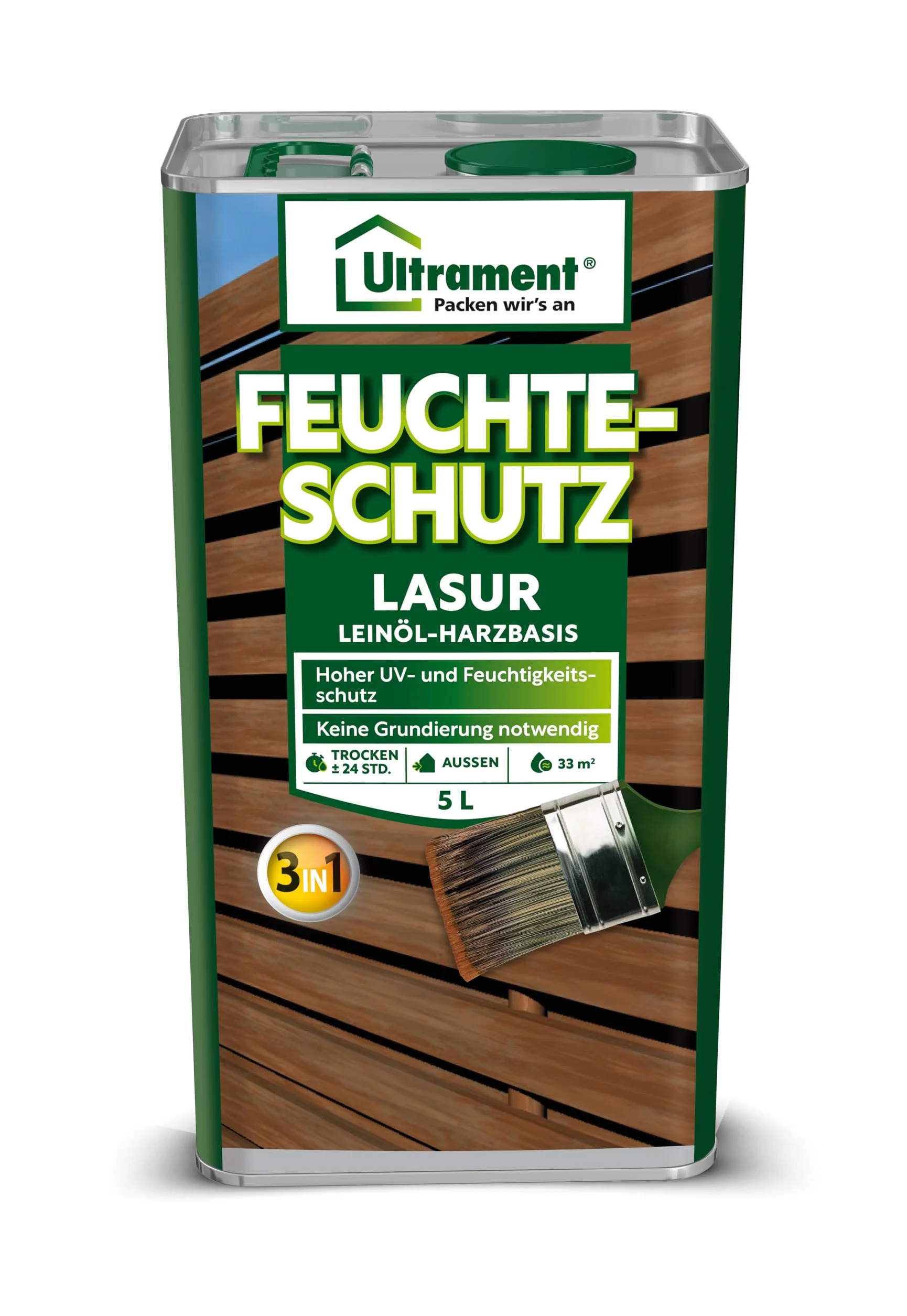 Ultrament Lazura chroniąca przed wilgocią 3 w 1 orzech 5 litrów