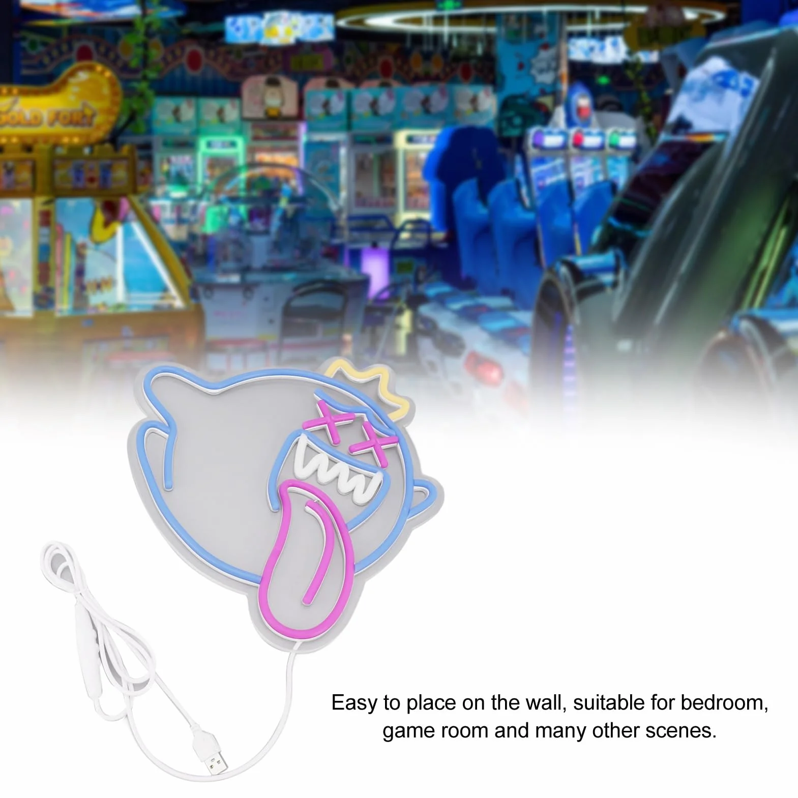 Keenso Halloween LED Ghost Neon Light Dimble USB Wall Monted Game Room Party Dekoracja