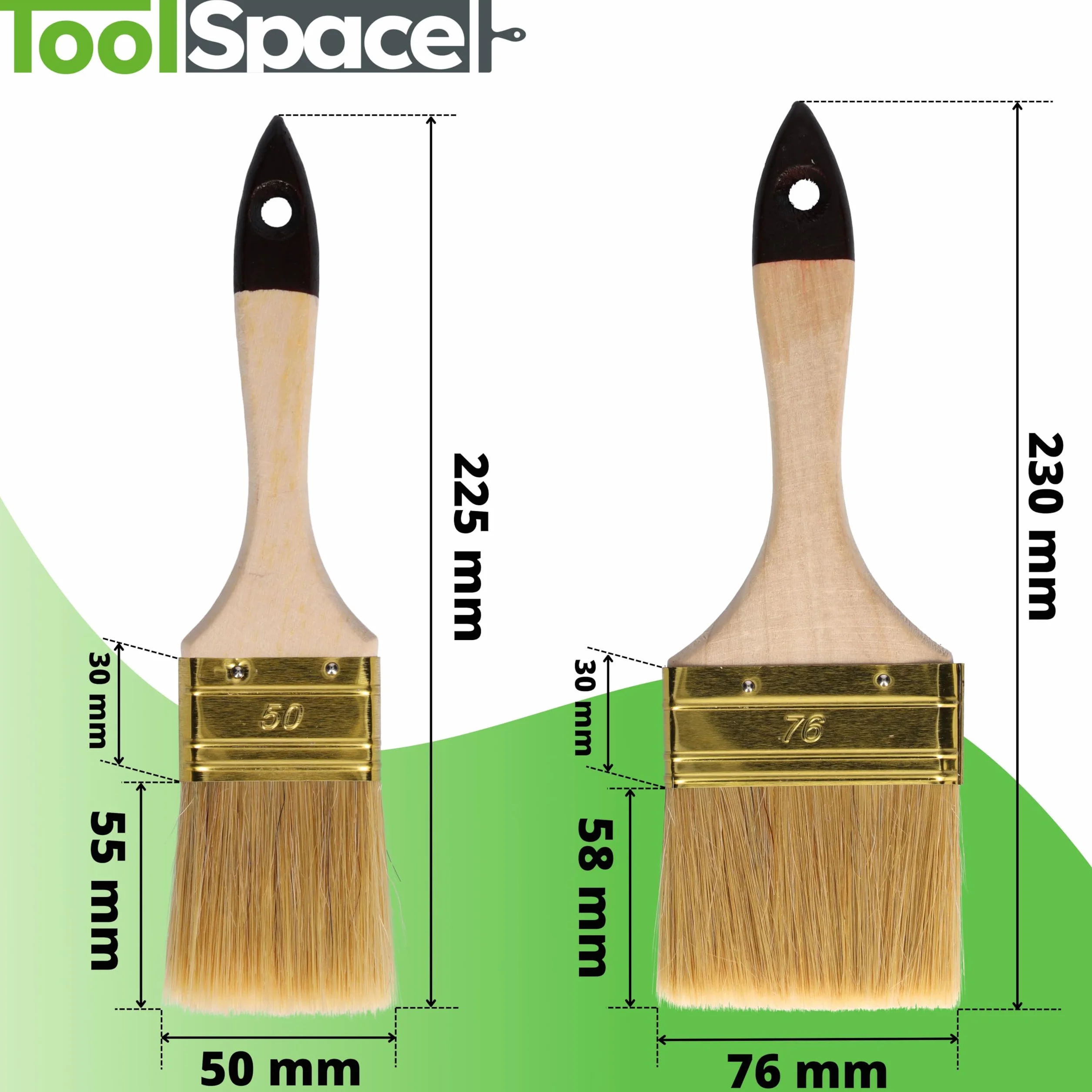 ToolSpace Pędzle Angielskie Profesjonalne 25mm/ 36mm/50mm/76mm pędzel malarski – do farb, lakierów, gruntów i emalii – idealne do domu warsztatu i zastosowań profesjonalnych – wszechstronne trwałe