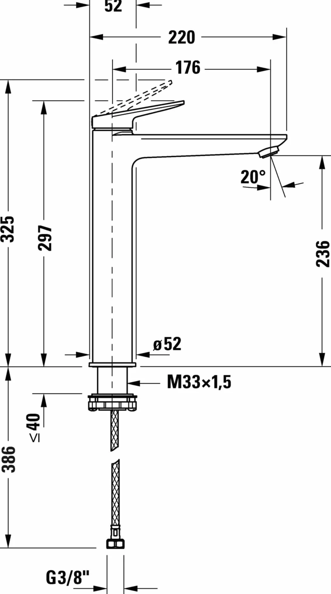 Duravit WA1040002046 Wave bateria umywalkowa, czarna matowa