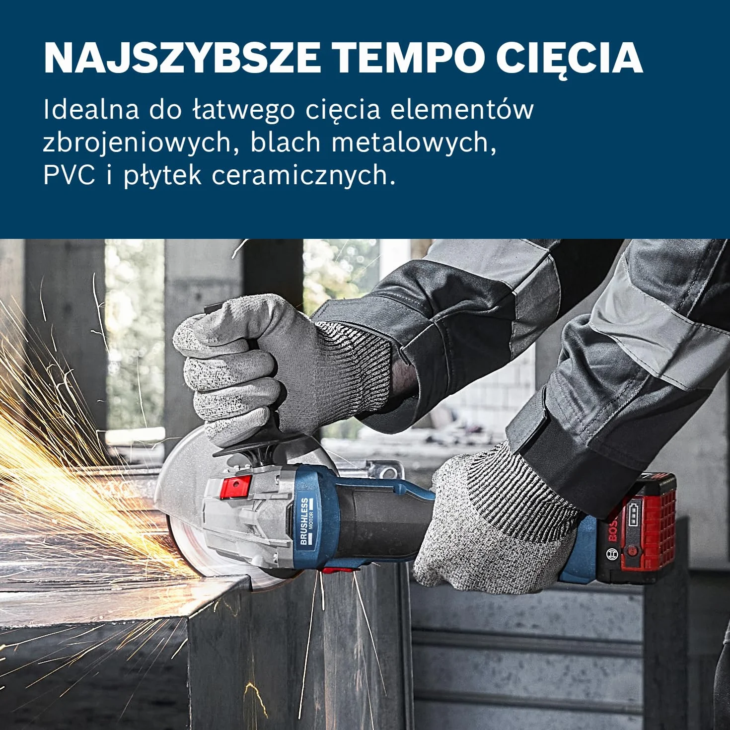 System profesjonalny 18 V firmy Bosch: akumulatorowa szlifierka kątowa GWS 18V-8 (Ø tarczy 115 mm)