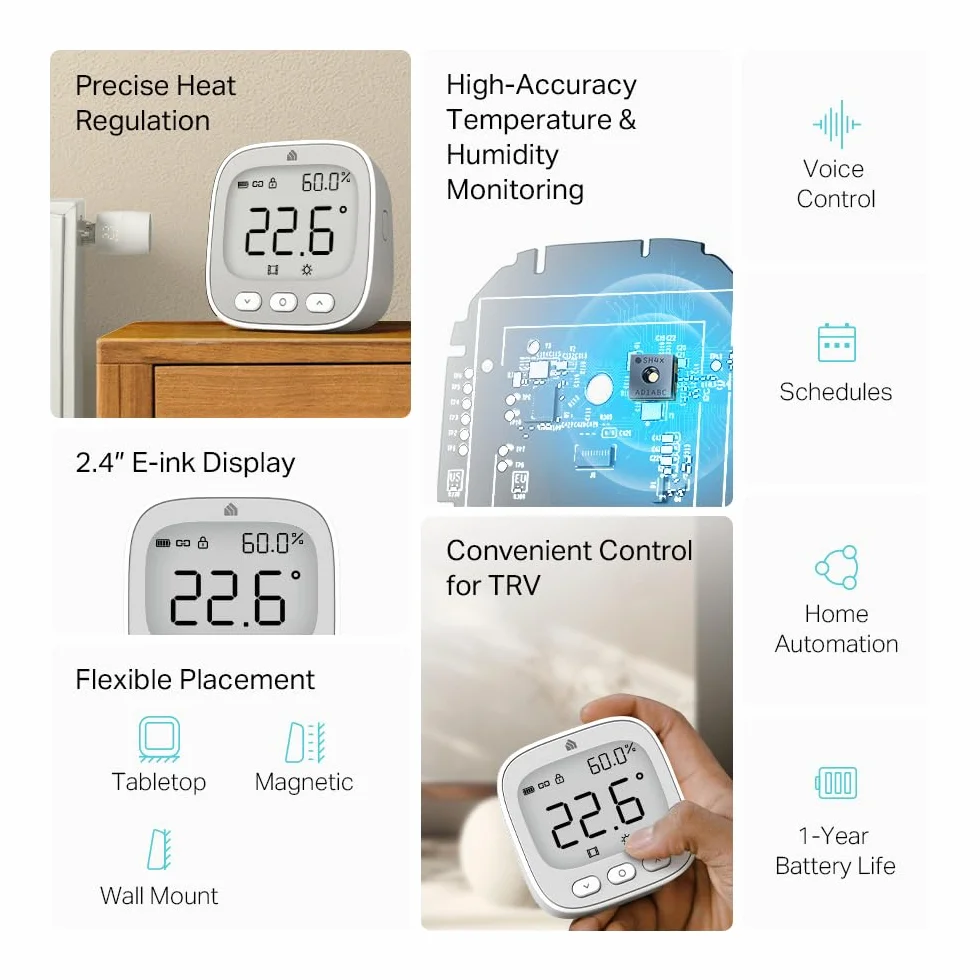 Kasa Monitor temperatury i wilgotności KE110 E-Ink 2,4" szwajcarski czujnik wysoka dokładność