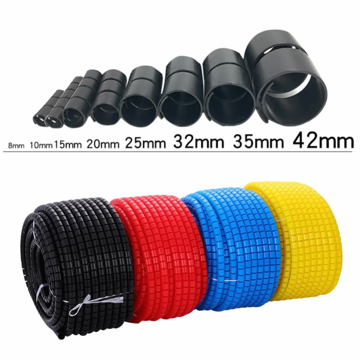 Osłona ochronna kabla, 1 szt. 30mm 35mm średnica rury spiralna linia kablowa spiralny nawijający przewód organizator rur(Red,35mm 5 Meters)