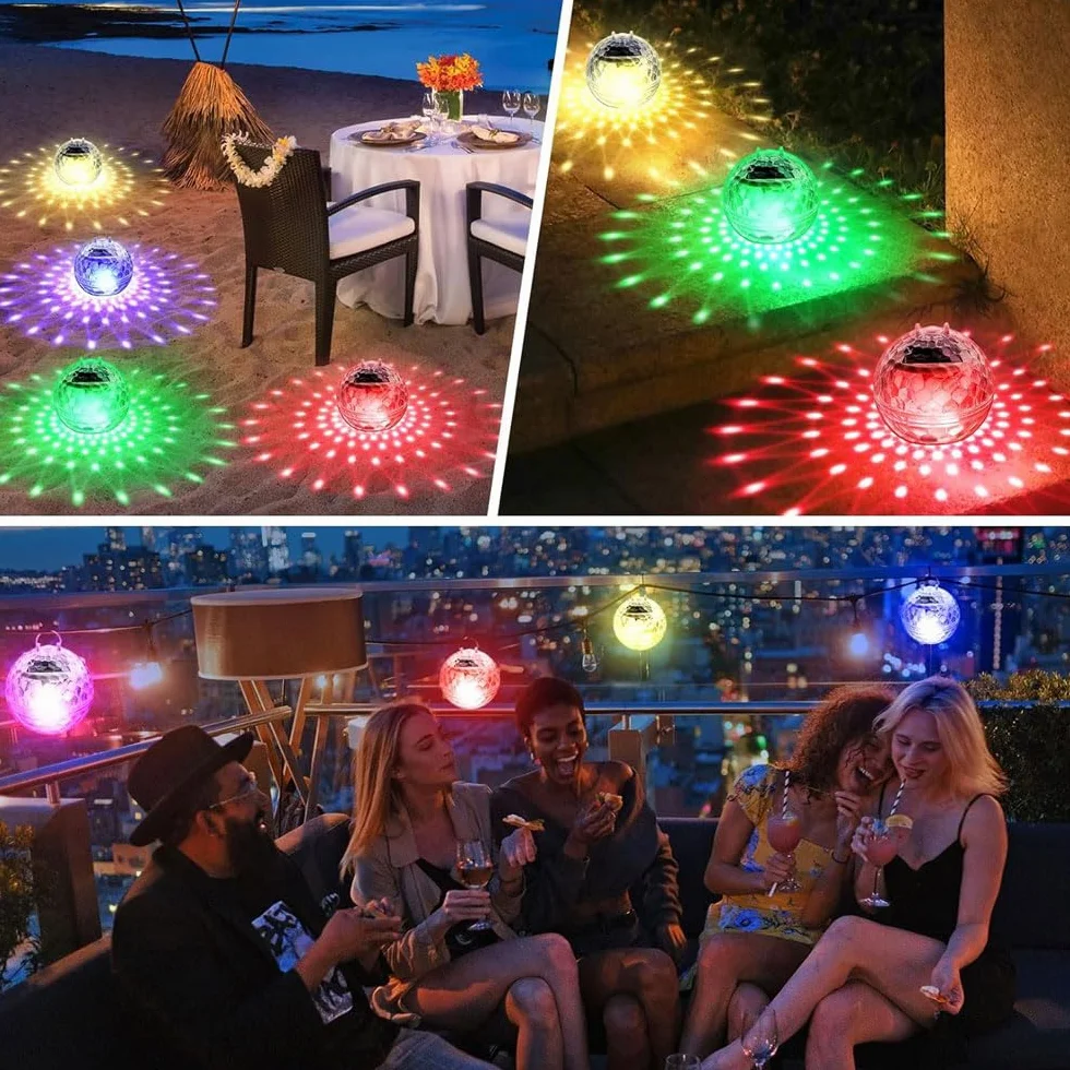 Zestaw 2 pływających lamp basenowych, solarnych lamp basenowych, wodoodporna kula basenowa, wodoodporne oświetlenie basenowe LED, dekoracja krajobrazu do basenu, stawu, imprezy, ogrodu