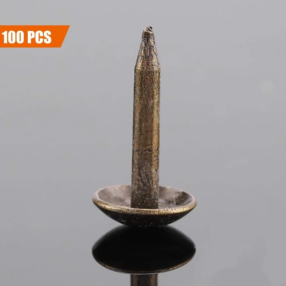 GOTOTOP Zestaw 100 zabytkowych gwoździ tapicerskich, zestaw przypinek do mebli dekoracyjnych Pin na kciuk Pins do drewna DIY (6 x 12 mm)