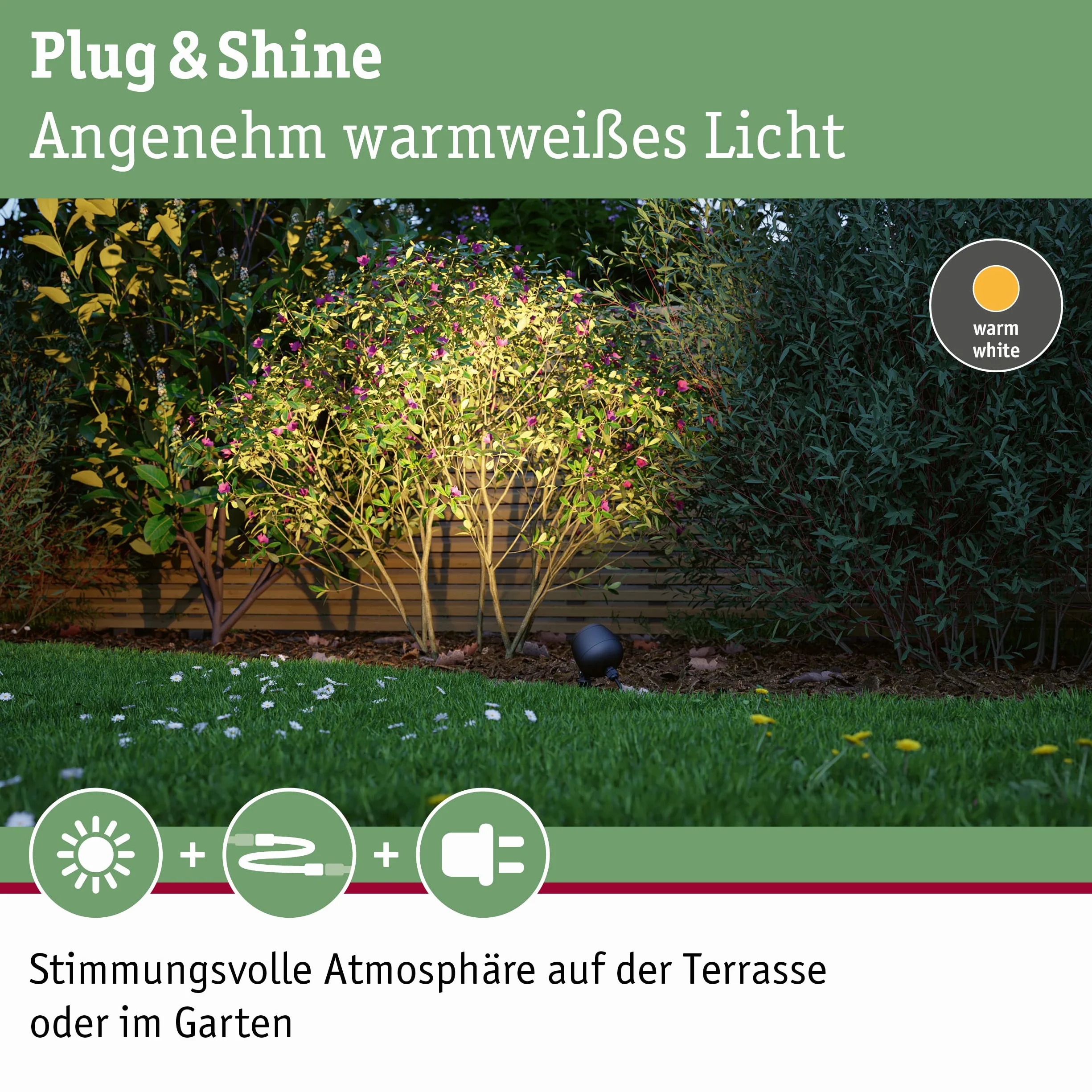 Paulmann Plug & Shine LED reflektor ogrodowy Kikolo IP65 7,2W 460lm 261mm antracyt 3000K
