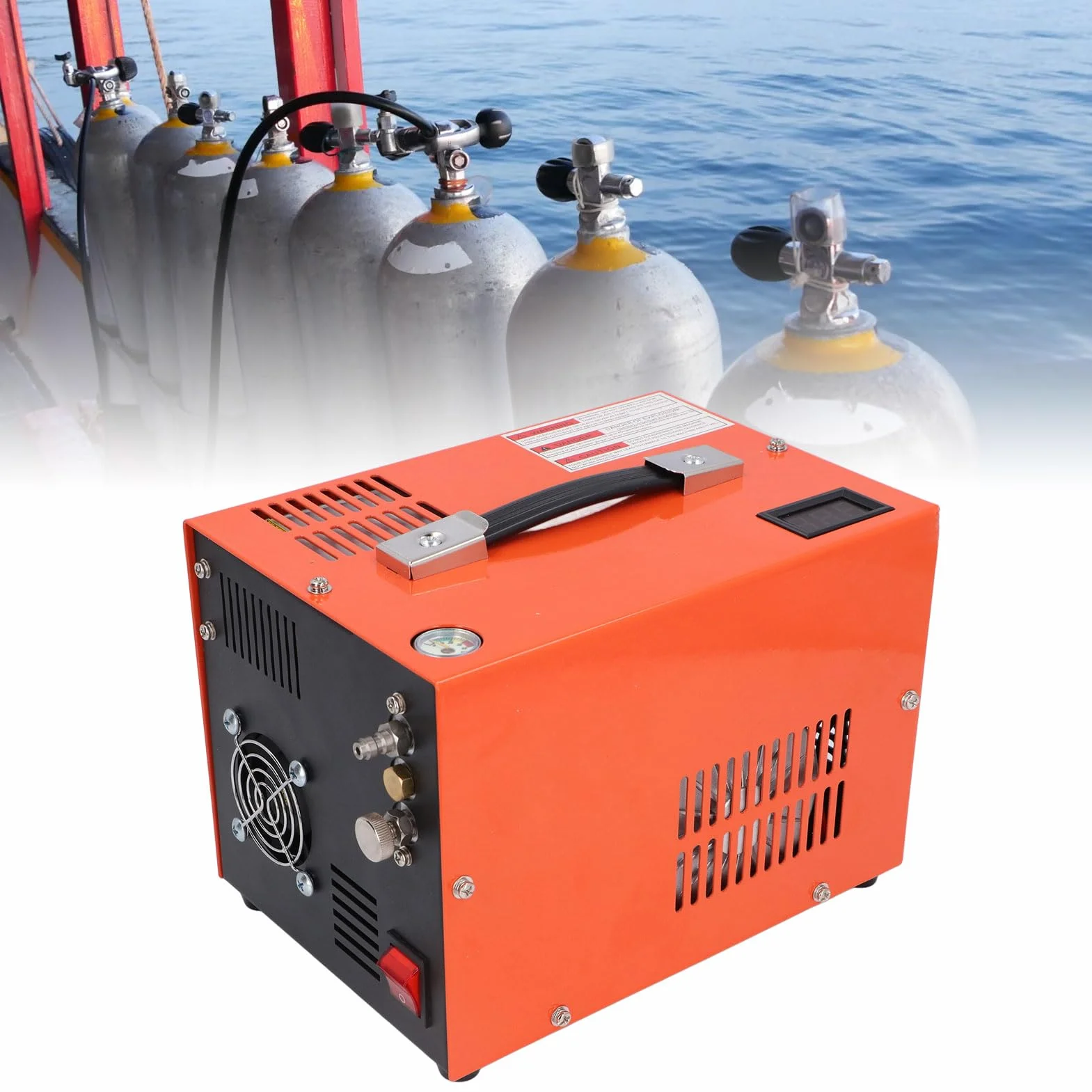 SEAFRONT Sprężarka Powietrza PCP 4500PSI Pod Wysokim Ciśnieniem Pompa Powietrza z Wyświetlaczem Temperatury w Czasie Rzeczywistym Wbudowane w (Wtyczka UE 220V)