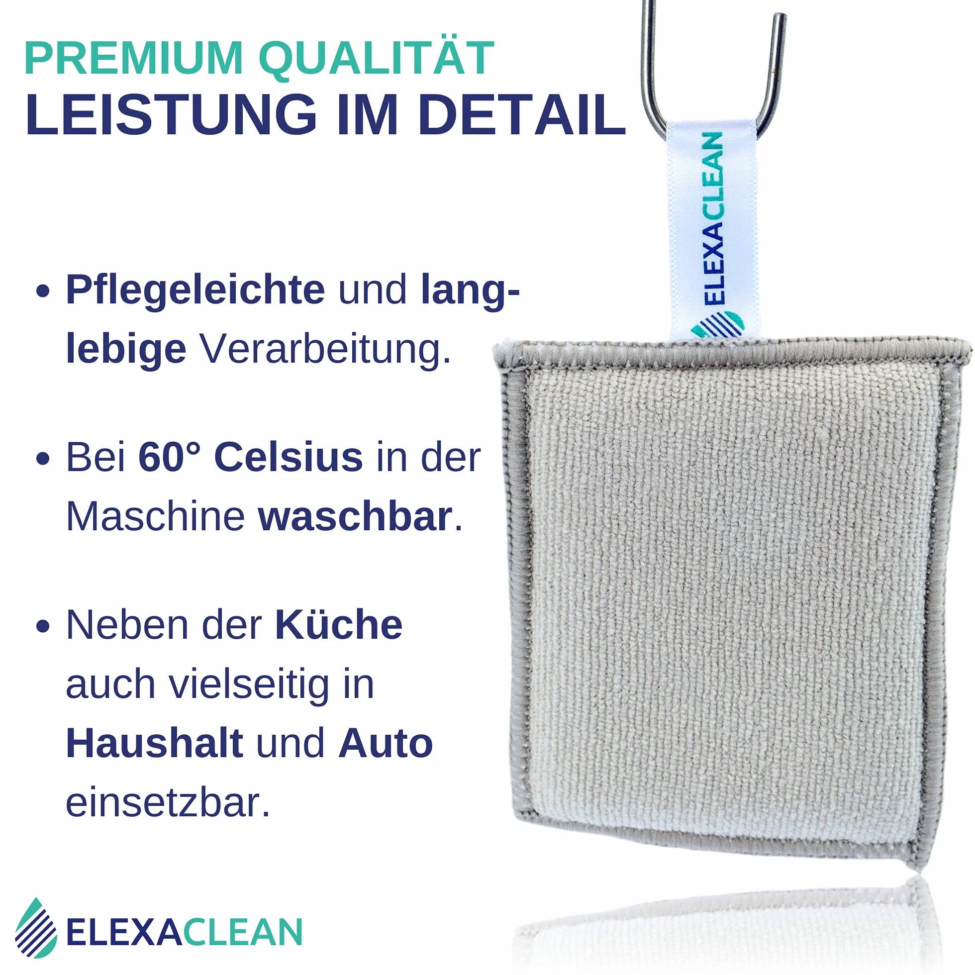 ELEXACLEAN gąbka kuchenna 3 szt., zmywak do garnków do prania i wielokrotnego użytku, mikrofibra do kuchni i domu, (12x10 cm (large), antracyt)