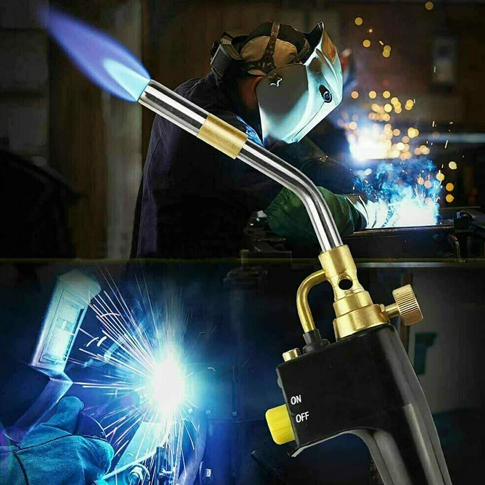 MAPP Palnik na propan, palnik gazowy, spawanie, hydraulika, przenośne, wysokotemperaturowe, hydrauliczne, lutownicze, natychmiastowe, profesjonalne lutowanie (bez gazu)