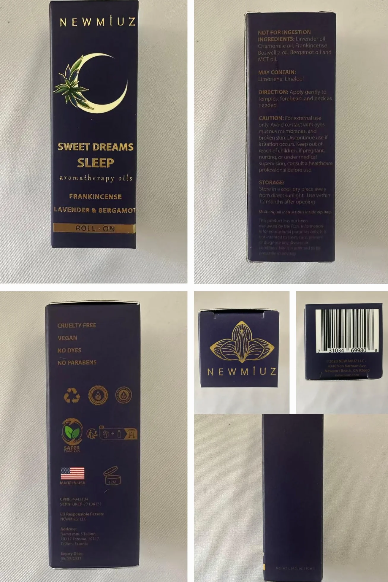 Sleep Roll On Essential Oil Anti Stress Calming Aromatherapy Stick Lavender Bergamot Frankincense Relaxation Stress Gifts for Women