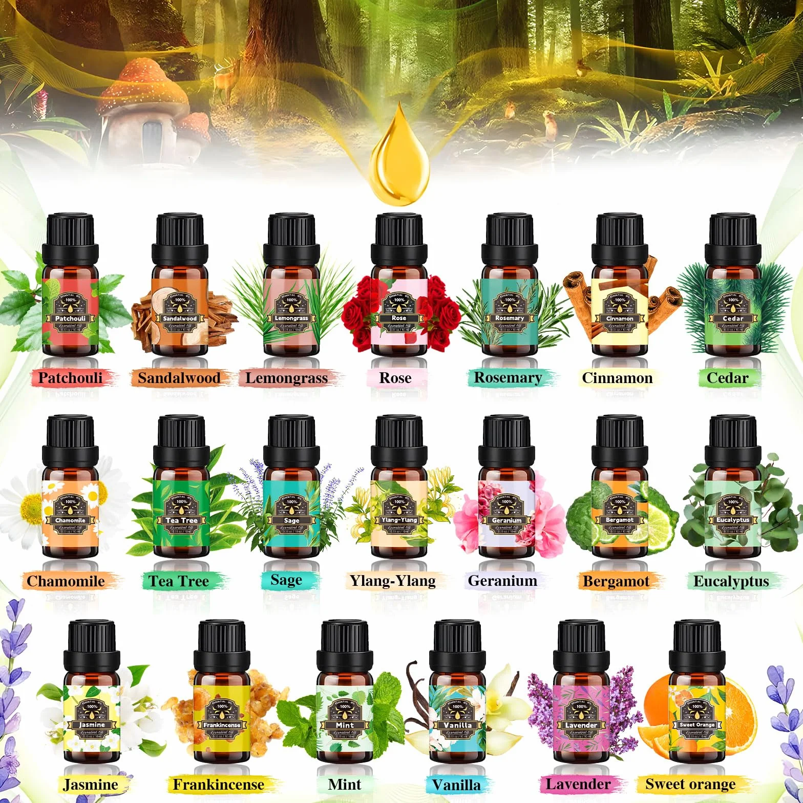 Zestaw Olejków Eterycznych 20 x 10 ml do Dyfuzora Lawenda