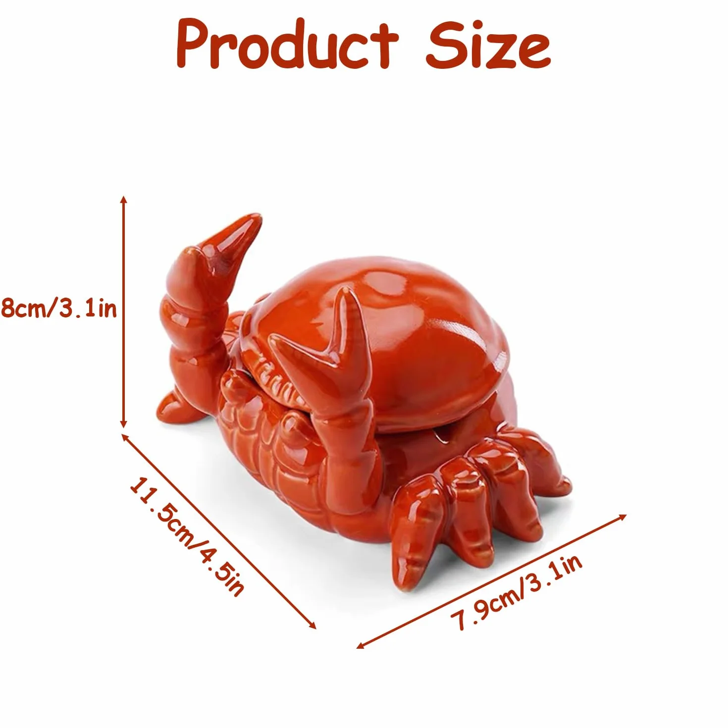 Ceramiczna popielniczka kraba z pokrywką ochroną przed wiatrem 11,5 x 7,9 x 8 cm
