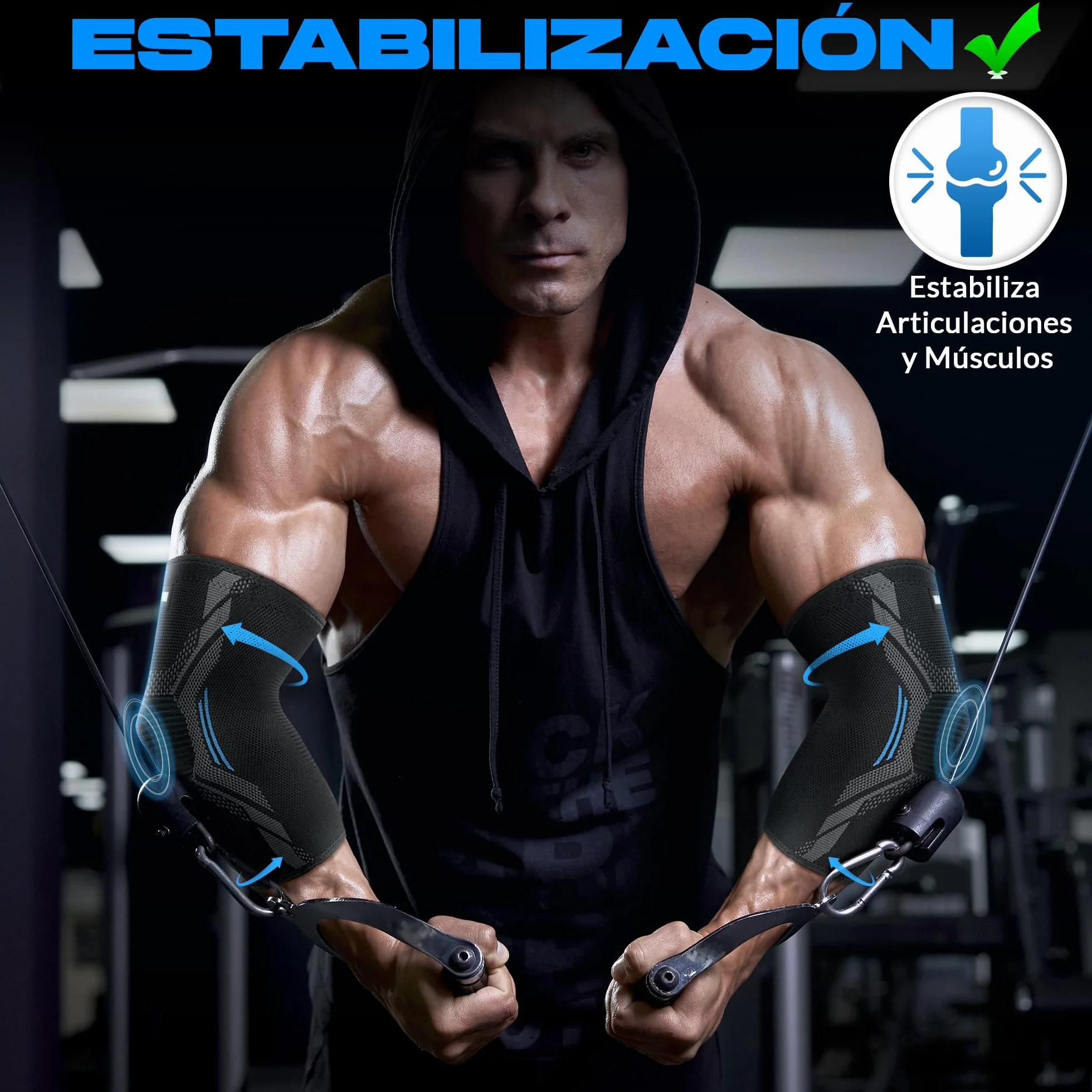 FEVAN 2 x ochraniacze na łokcie kompresyjne na zapalenie nadkłykcia i zapalenie ścięgna, dla mężczyzn i kobiet, sportowe ochraniacze na łokieć tenisa, crossfit, łokieć golfisty (niebieski, XL)