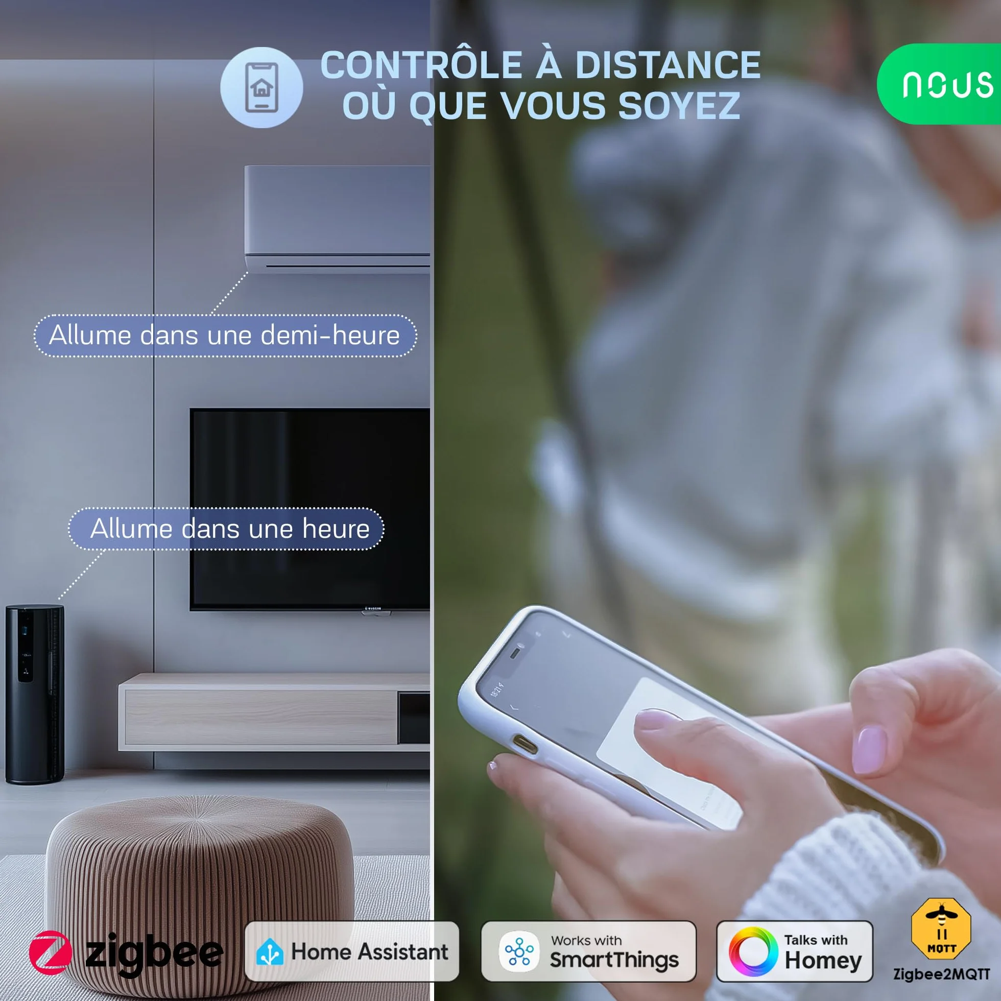 A7Z ZigBee Inteligentne Gniazdko z Monitorowaniem Energii, 16A, Sterowanie za Pomocą Aplikacji i Głosu, Timer, Kompatybilne z Alexa,Google Home,Home Assistant,Tuya, Wymagany Hub ZigBee, 4Pack