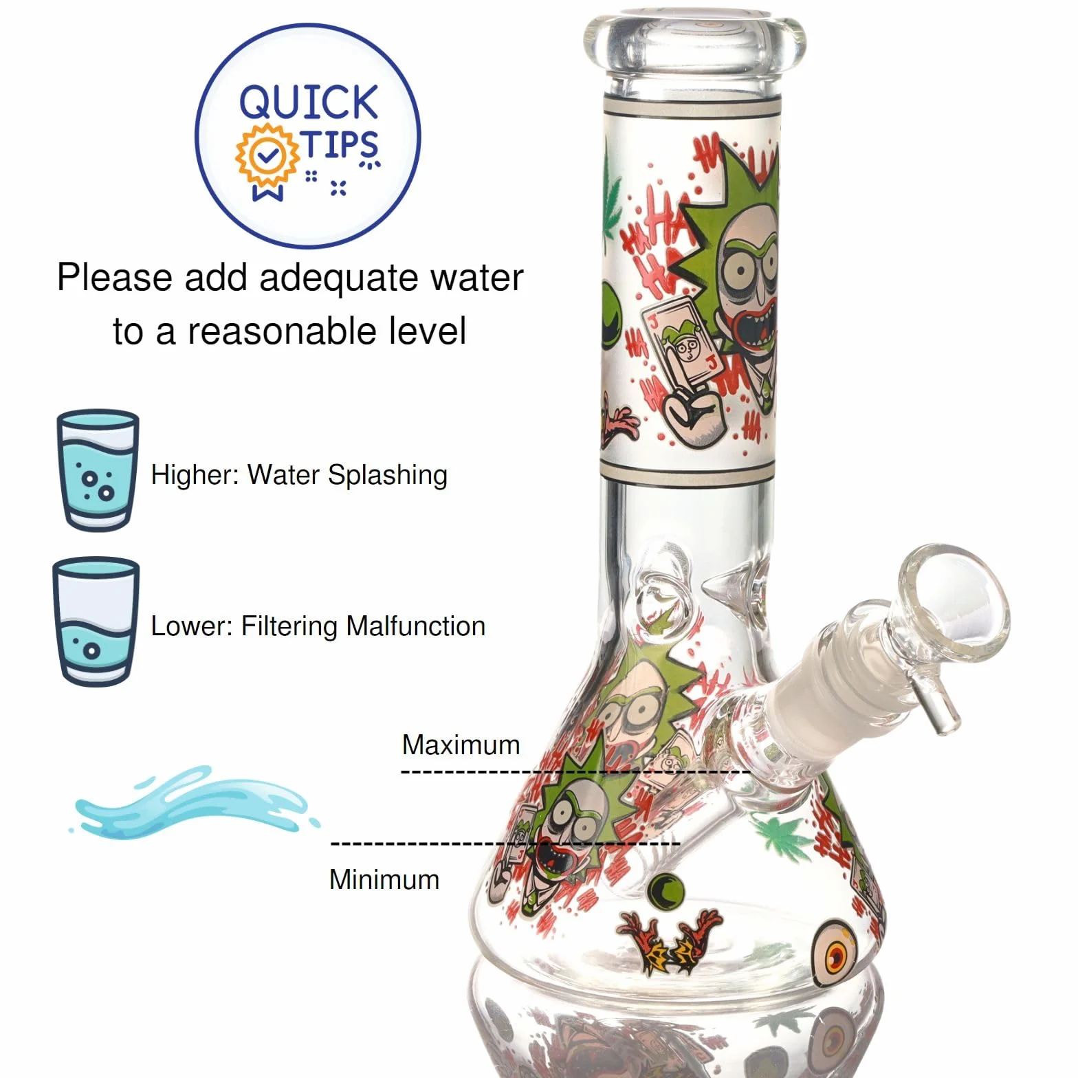 20 cm Masenyee świecące szkło bong z miską i sitkiem 14,5 mm, szkło bong, wytrzymałe i grube bong, kompaktowe do przenoszenia, fajka wodna Chillum (Jade White)