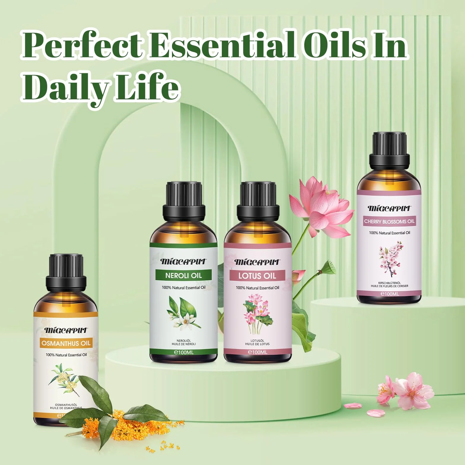 Migcaput Olejek eteryczny z neroli 100 ml, naturalny olejek zapachowy Neroli Essential Oils do dyfuzora, nawilżacza powietrza, aromaterapii, produkcji świec