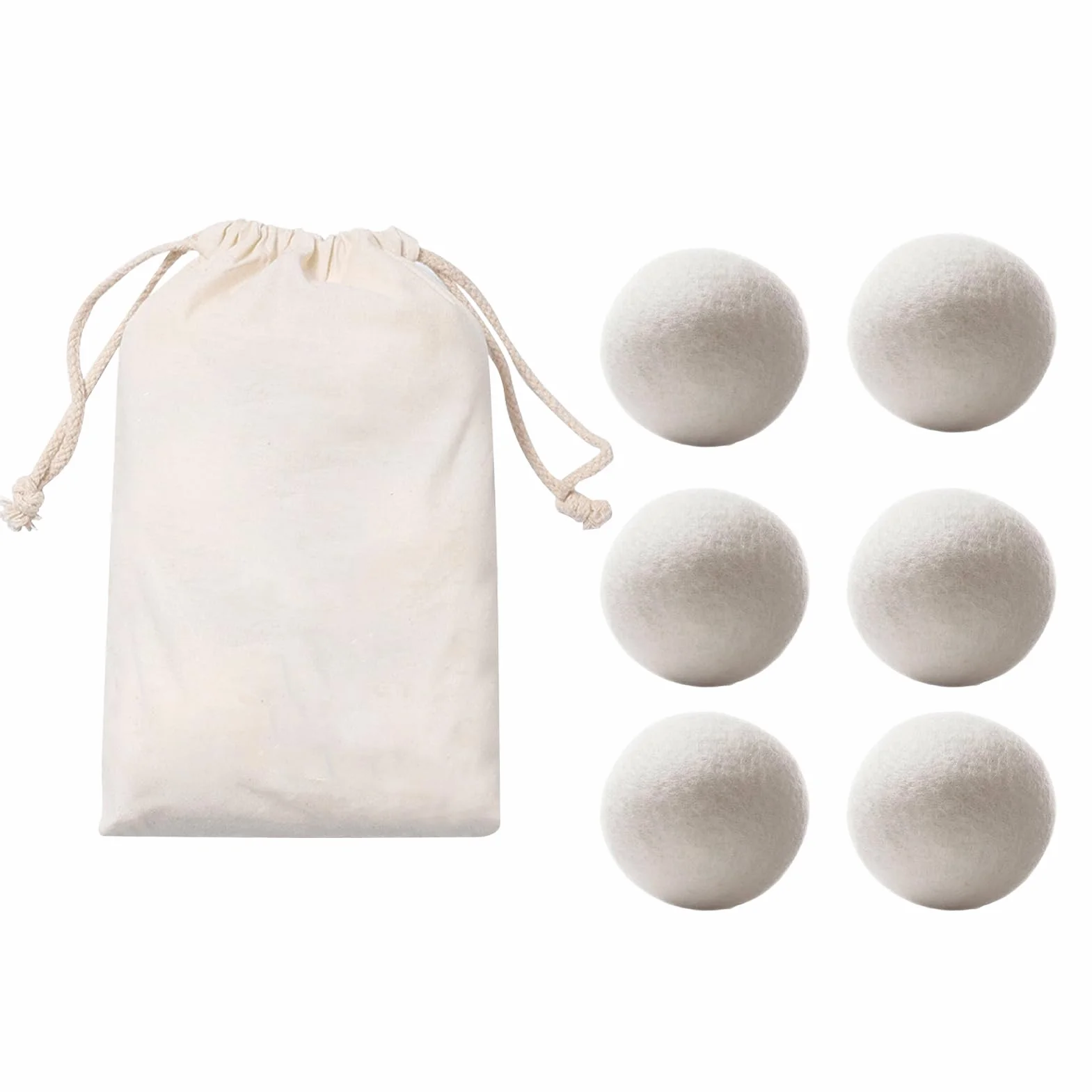 Wool Dryer Ball, Fabric Softener Alternative, 6cm/2.36 Inches in Diameter Reduction, Fresh and Gentle on the Skin Quick-Drying Aid, Set of 6, for Laundry Accessories Wool