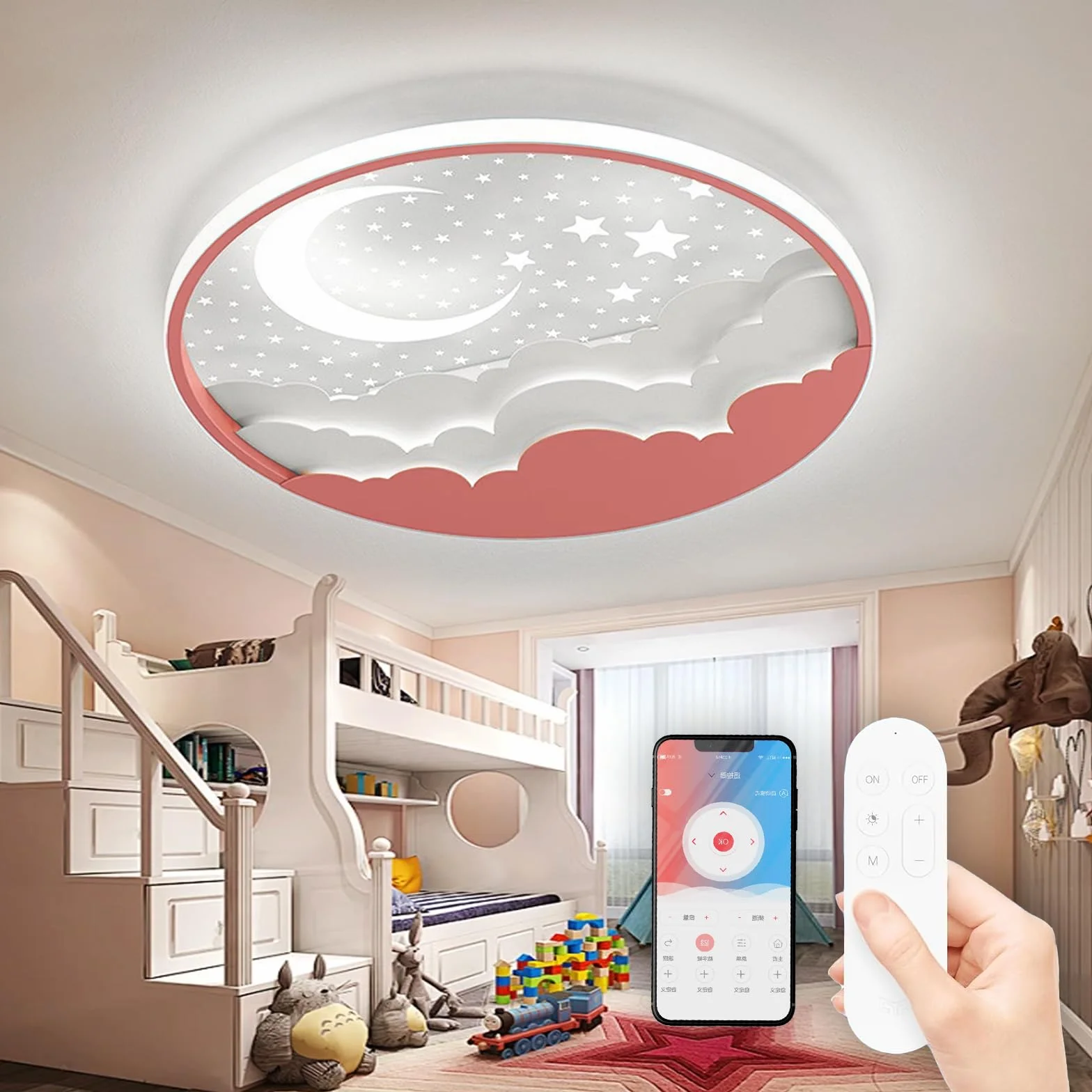Lampa Sufitowa LED, Nowoczesna Okrągła Lampa Dziecięca, Dziecięca Sypialnia Lampa Sufitowa ściemniana Za Pomocą Akrylowy Abażur, Oświetlenie Wewnętrzn do pokoju dziecka, sypialni, salonu