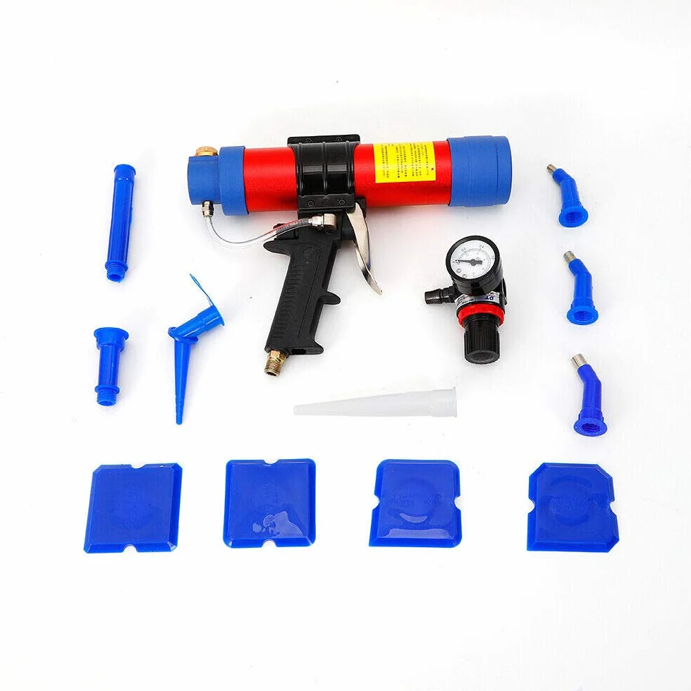 Pistolet na kartusz, 310 ml, pneumatyczny pistolet do klejenia na szkło, pistolet silikonowy, 230 x 300 mm, dozownik kartuszy do budynków i przemysłu