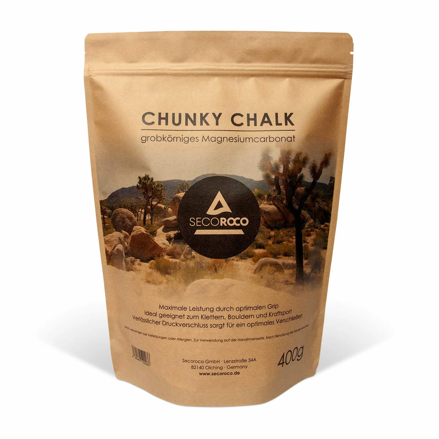 Chalk gruboziarnisty 400 g – idealny węglan magnezu do wspinaczki, boulderingu, sportów siłowych i innych dyscyplin sportowych, które wymagają suchych rąk