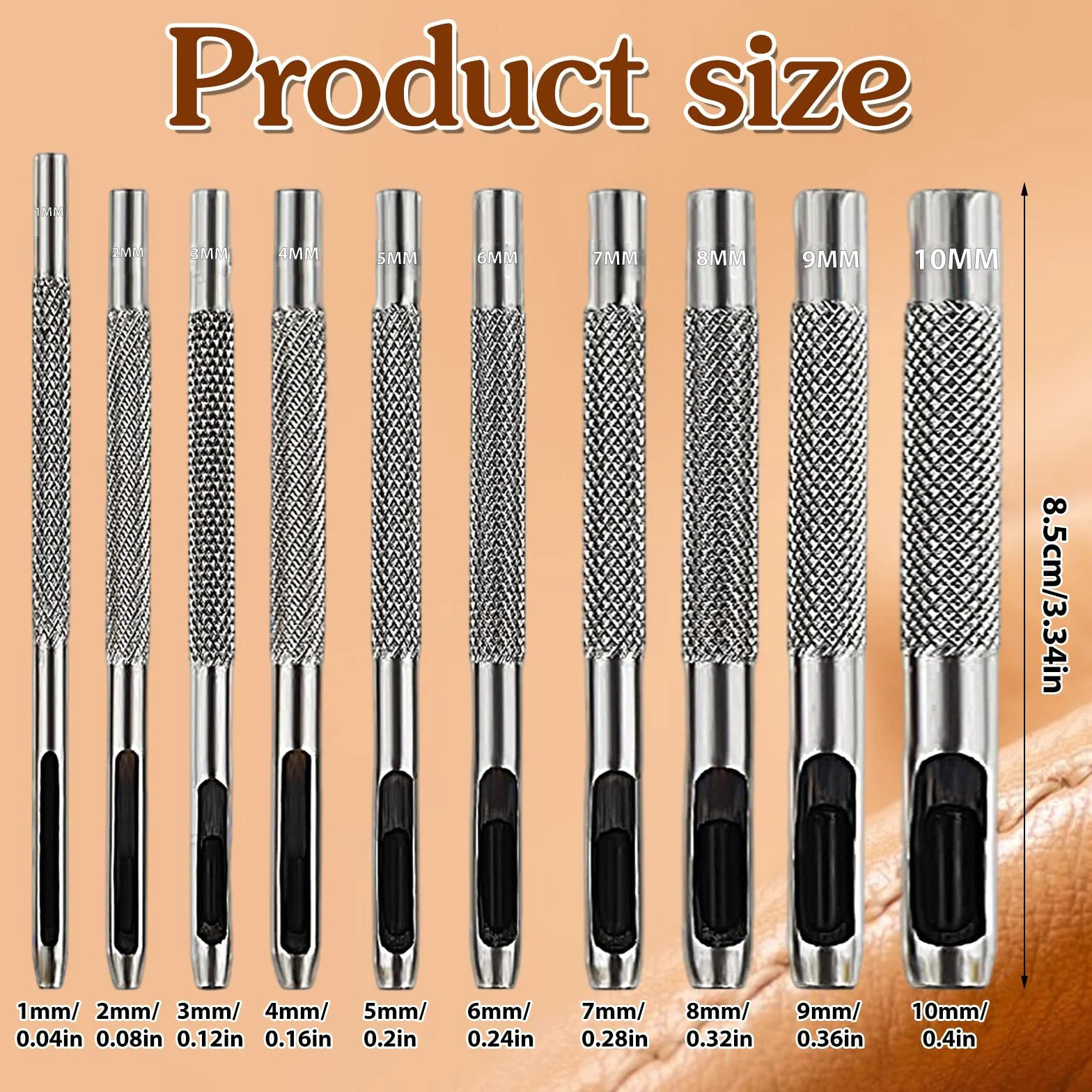 10 sztuk skórzane narzędzia dziurkacza do skóry i różnych 1.5-10MM Hollow Tłoczenie, narzędzia Leathercraft do skórzanego paska zegarka i paska
