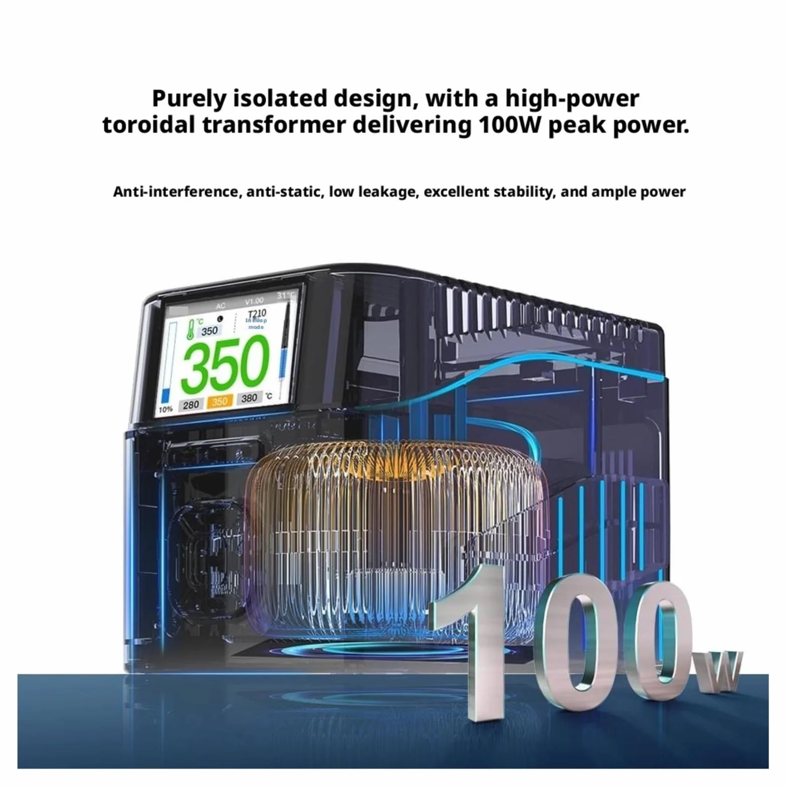 Stacja lutownicza, Stacja lutownicza Smart SMD T405, zestaw naprawczy w stałej temperaturze 100 W z precyzyjnym uchwytem T115