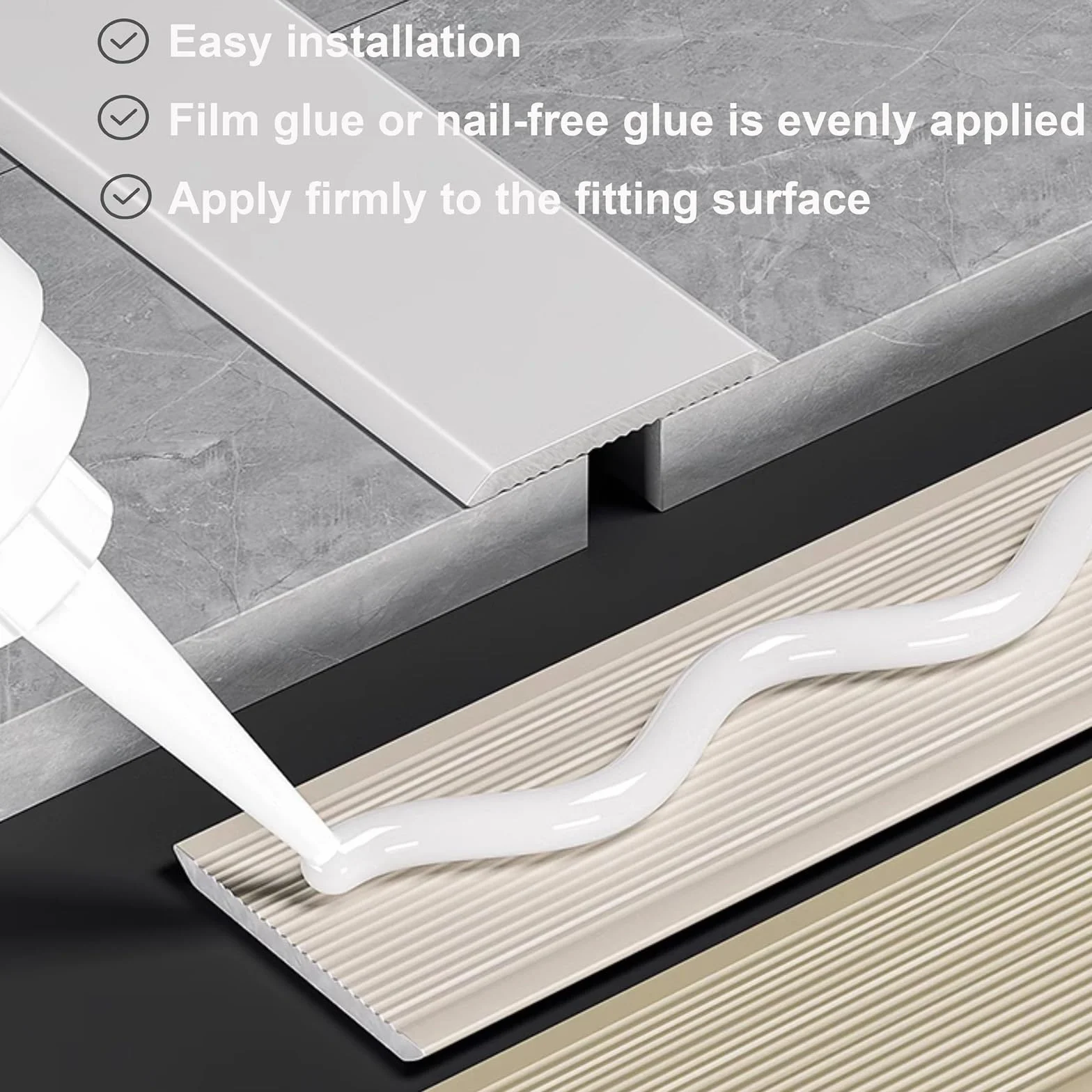 Wykończenie płytek, aluminiowe listwy wykończeniowe 100 cm i listwy przejściowe do podłóg, płaska listwa rozdzielająca do progu drzwi i łączenia szczelin podłogowych płytek laminowanych desek