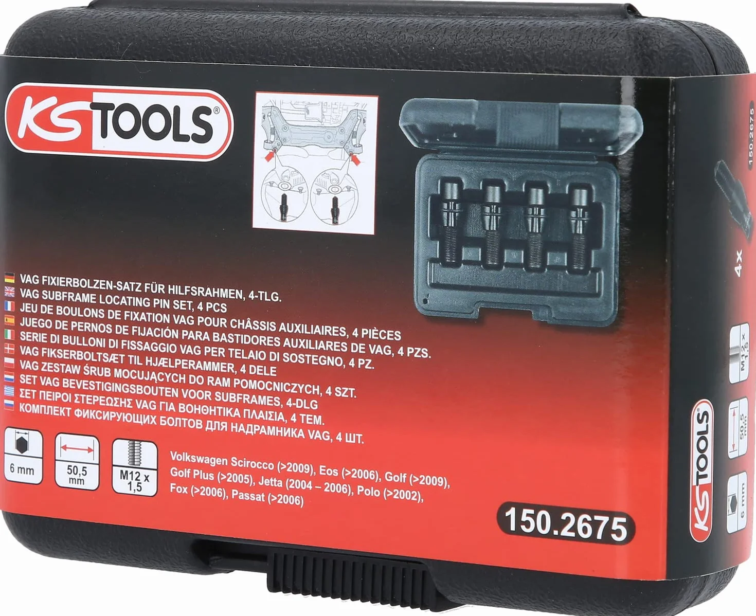 KS Tools 150.2675 VAG Zestaw śrub mocujących do ram pomocniczych, M12x1,5, 4-szt
