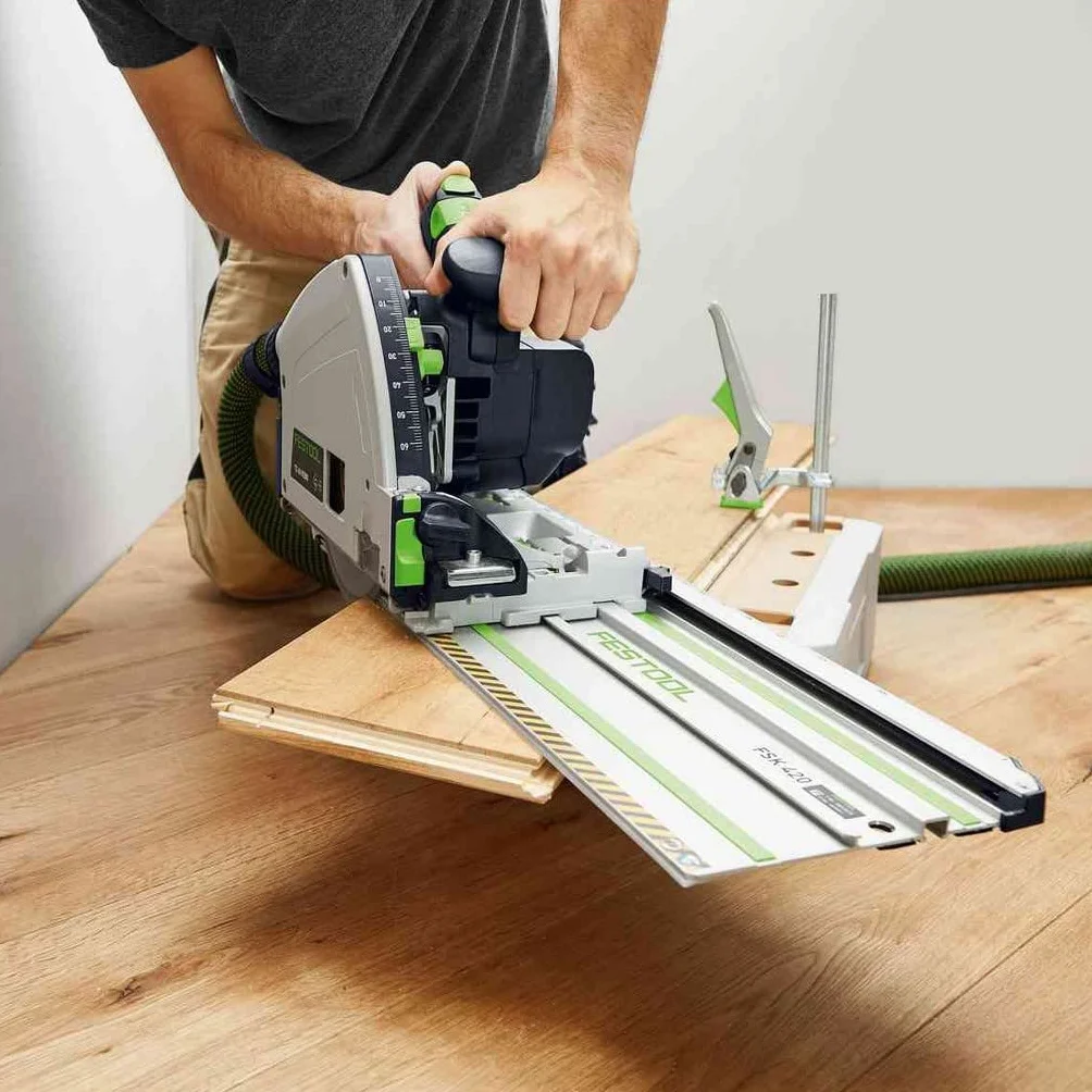 Festool TS 60 KEBQ Plus-FS zagłębiarka z prowadnicą – precyzyjna piła do czystego cięcia, KickbackStop, 1600 W, kąt ukośny, w zestawie akcesoria w systemie Systainer | W zestawie prowadnica FS 1400/2, Systainer, brzeszczot piły tarczowej i akcesoria - pre