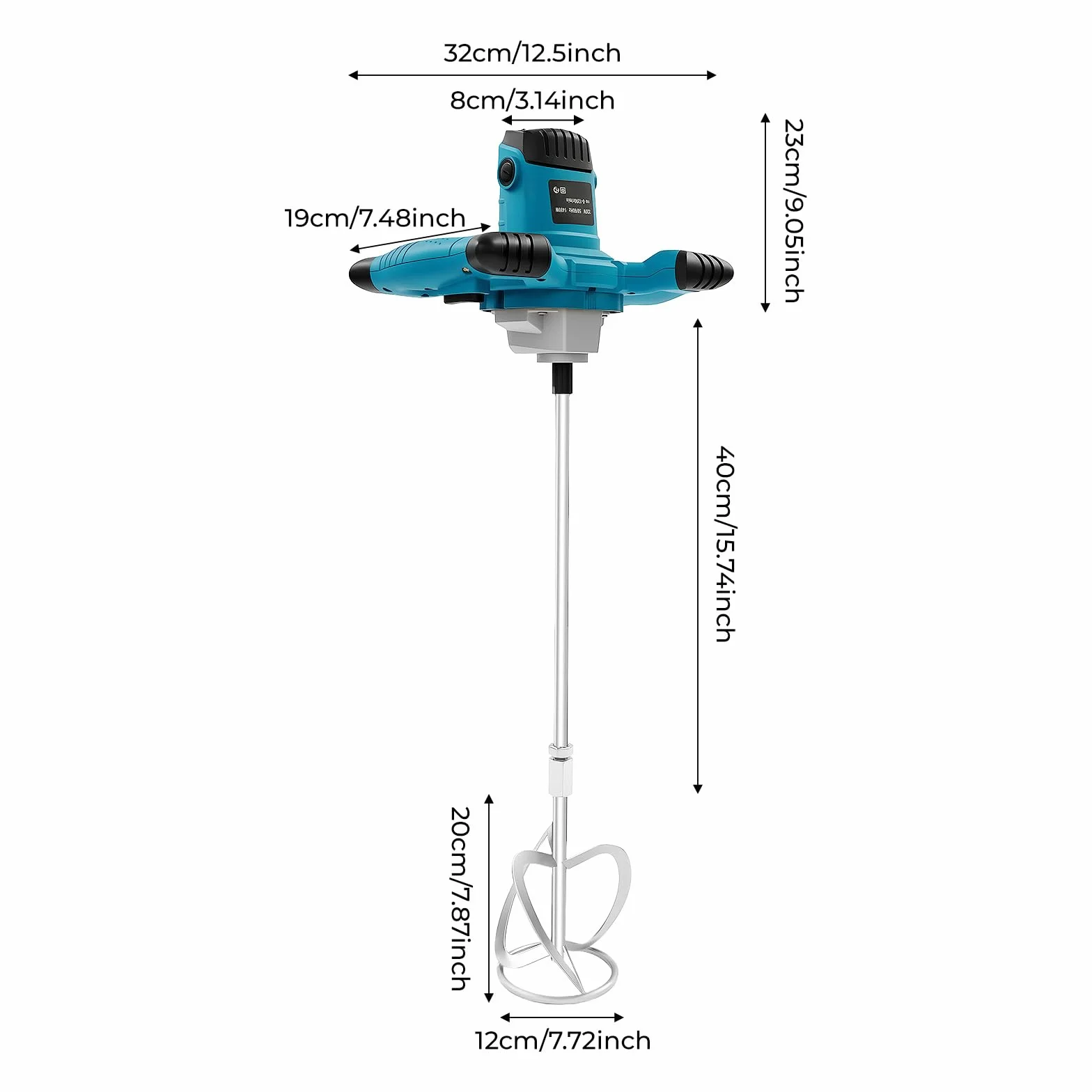 Mieszadło do zaprawy murarskiej, 1400 W, mieszadło do betonu, mieszadło, mieszadło ręczne, 1200 obr./min, 6 biegów