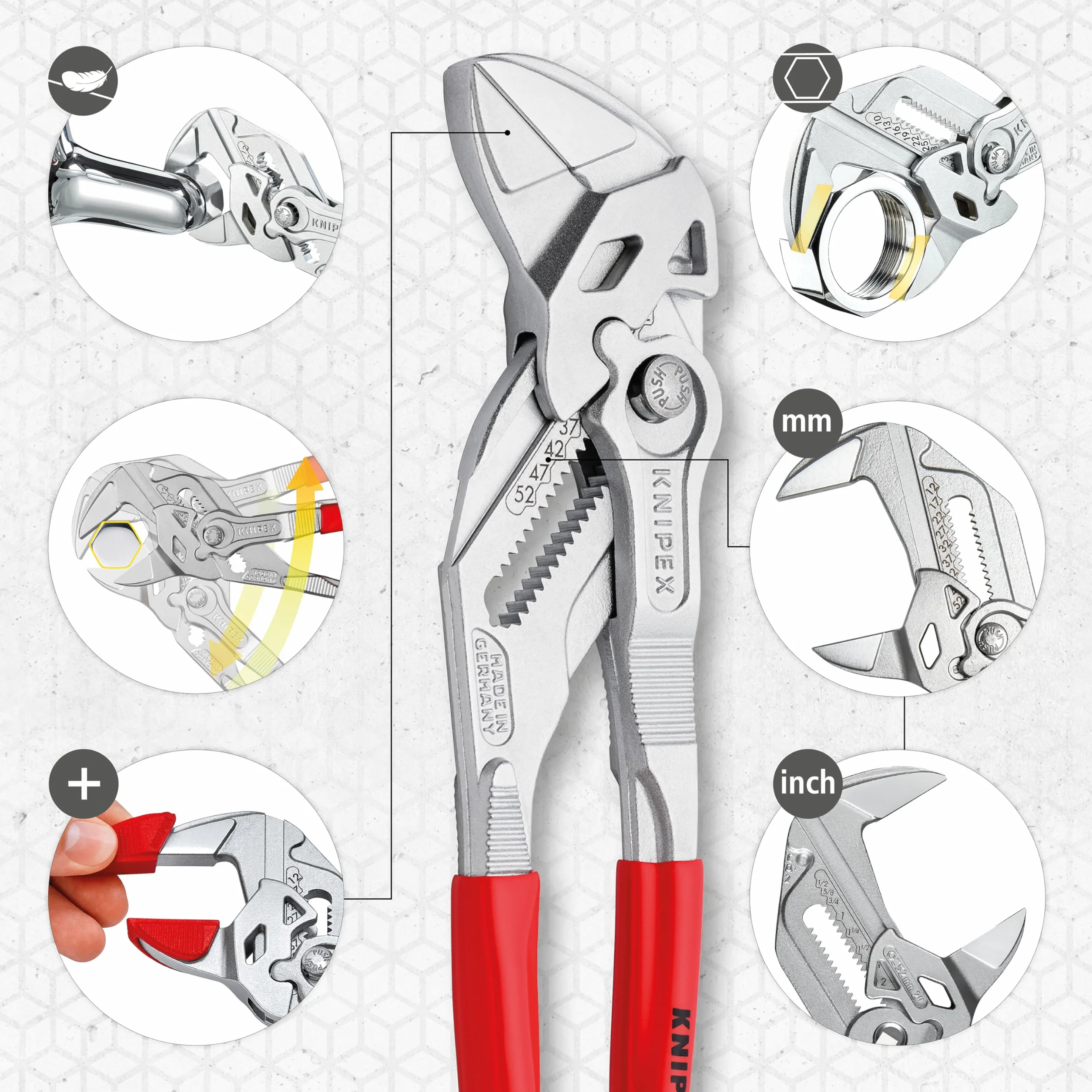 KNIPEX Szczypce-klucz 250 mm chromowany z tworzywa sztucznego 86 03 250