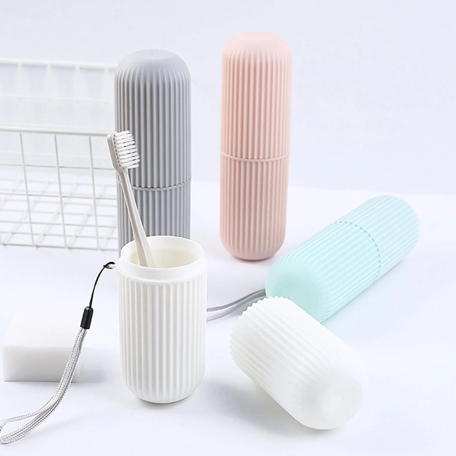 Yosoo Health Gear Etui Podróżne na Szczoteczkę do Zębów, Przenośny Plastikowy Uchwyt, Antypoślizgowy Pojemnik PP z Pokrywką, Długość 7,7 Cala, Zielona, Wieszak