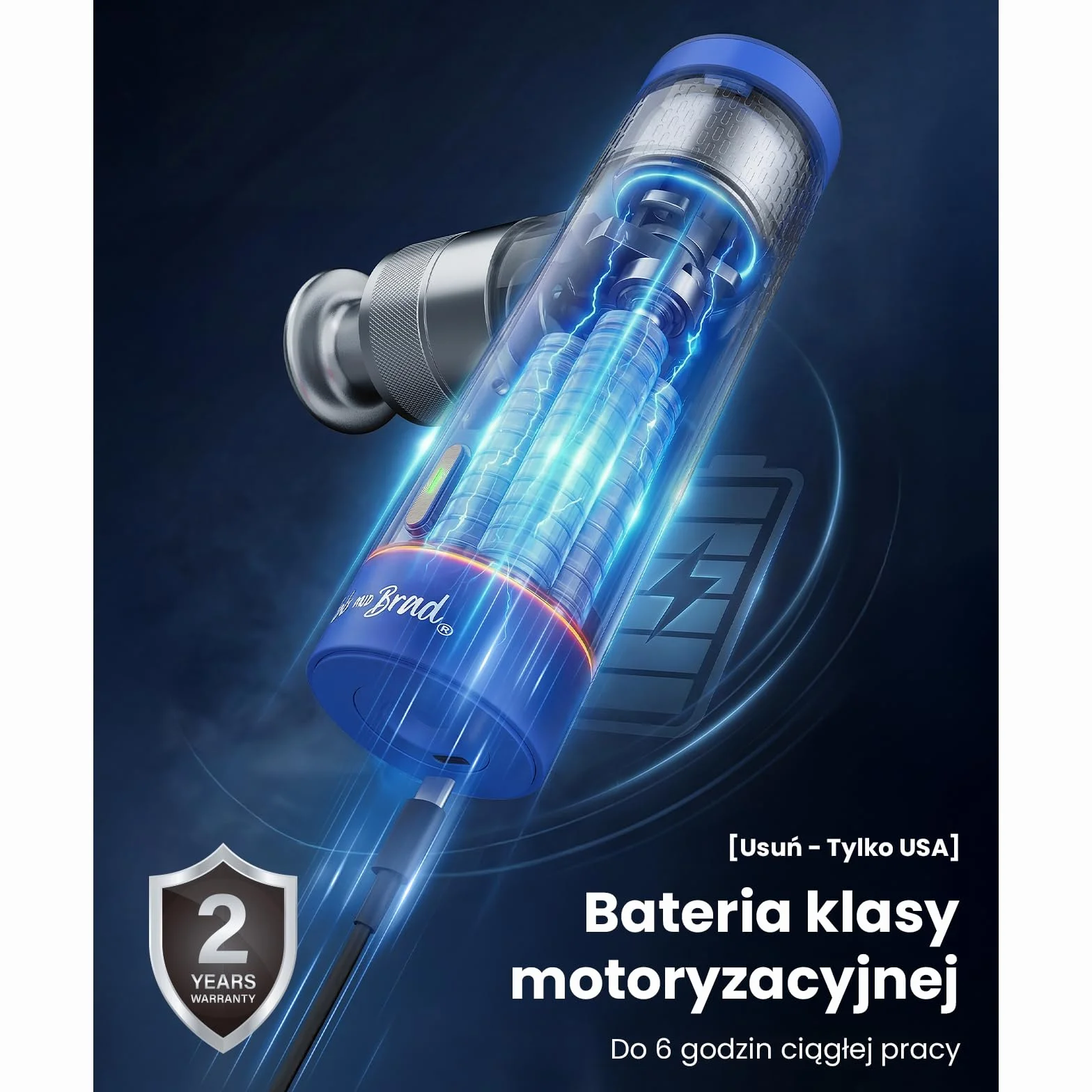 Bob and Brad A7 Mini Pistolet do Masażu 11 mm, Mięśni Głębokich, USB-C, Niebieski
