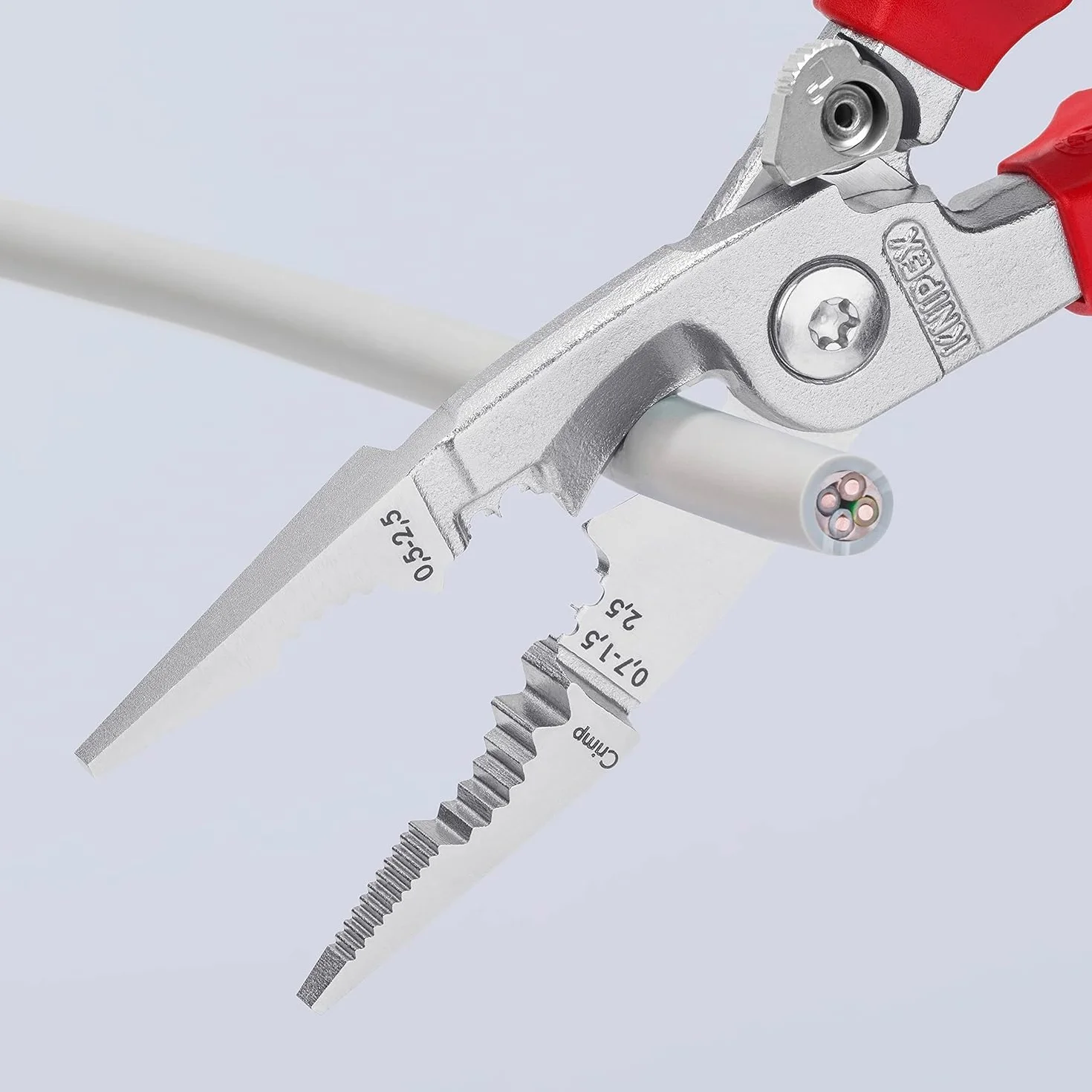 KNIPEX Szczypce do prac elektroinstalacyjnych w opakowaniu z zawieszką chromowany z wielokomponentowymi osłonkami, izolowane wg VDE 200, 13 96 200 SB