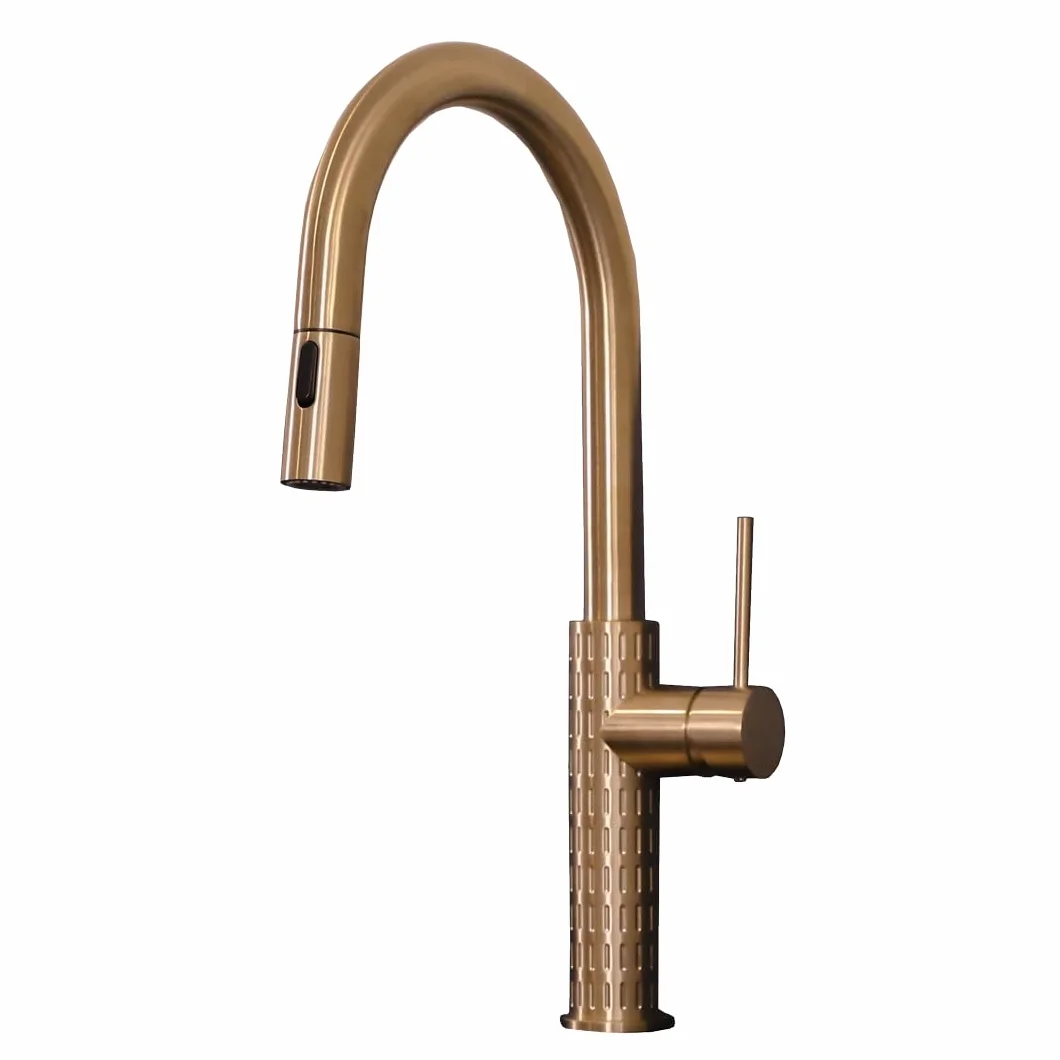 Essebagno Bateria zlewozmywakowa Architek z wyjmowanym prysznicem w szczotkowanej miedzi