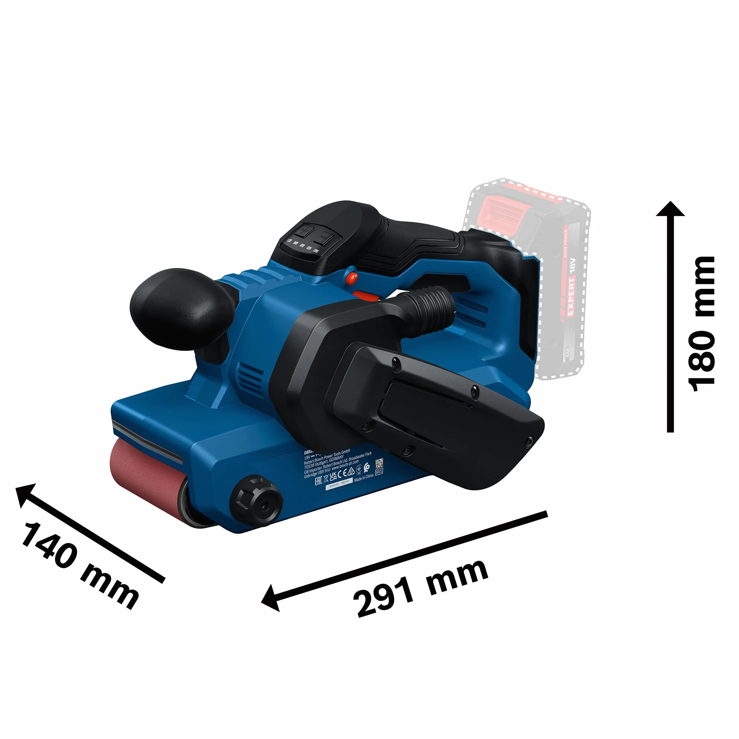 Bosch PRO 18V System Akumulatorowa szlifierka taśmowa GBS18V-75 (taśma o ziarnistości 80, worek na pył)