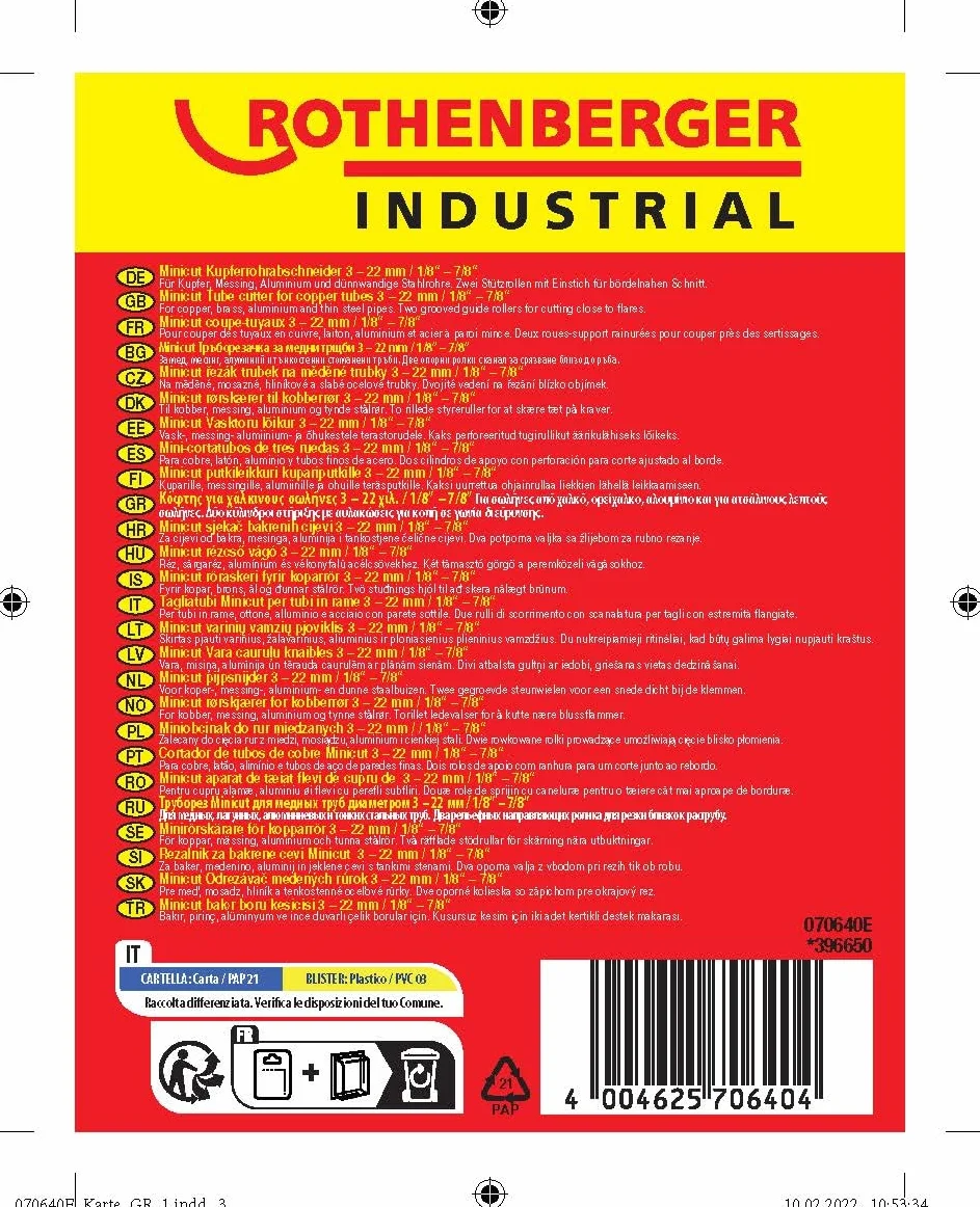 ROTHENBERGER Industrial Minicut II PRO 6-22 mm, 070640E