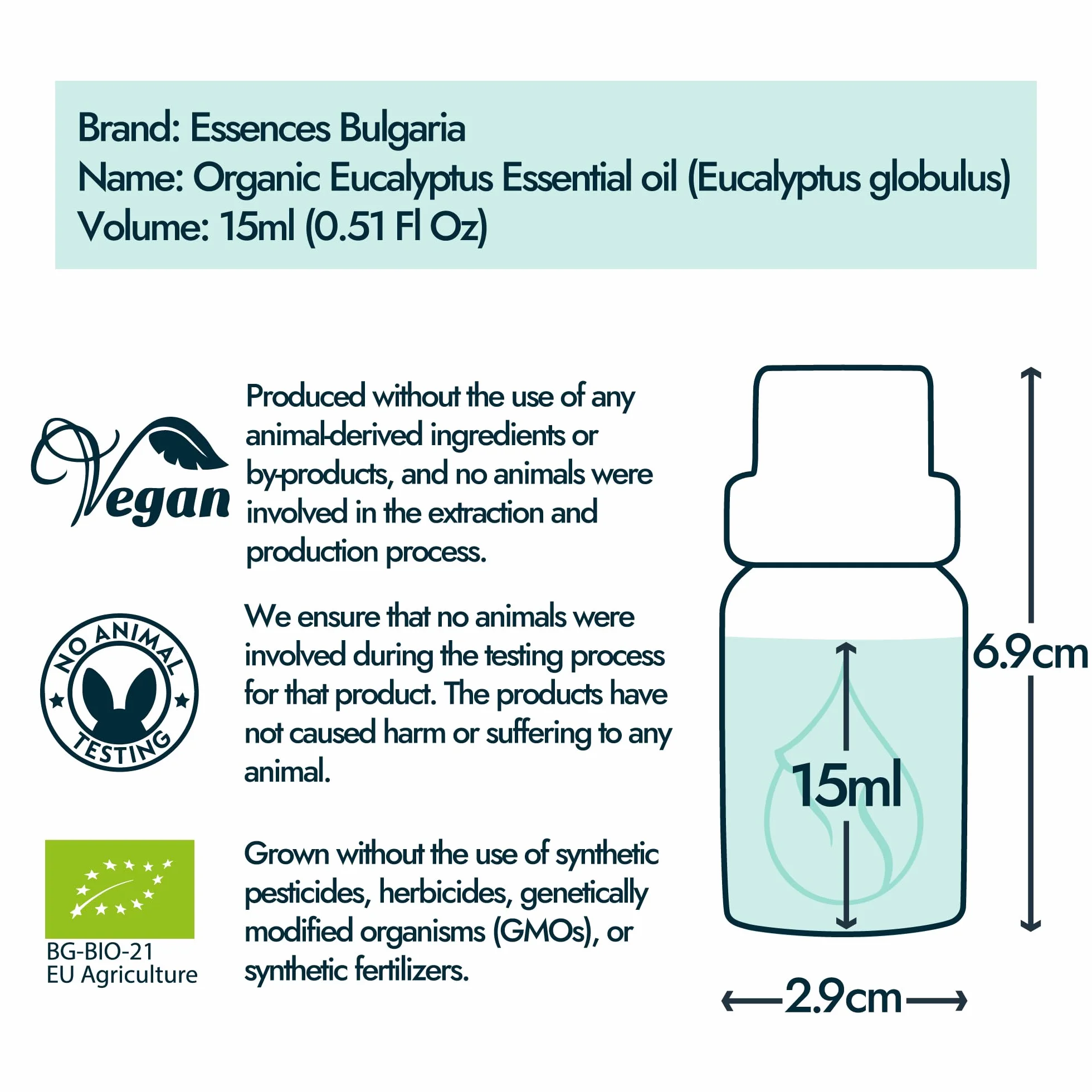 Organiczny Olejek Eukaliptusowy 15 ml Eucalyptus globulus 100% Czysty Naturalny Nierozcieńczony Klasa Terapeutyczna Aromaterapia
