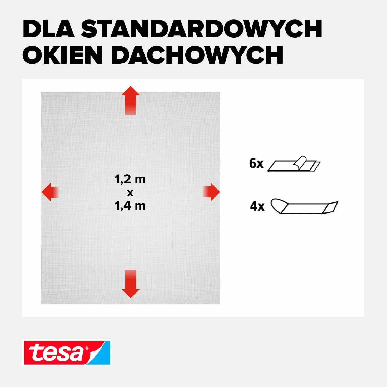 tesa INSECT STOP 2-in-1 Sun Protect and Fly Screen for Roof Windows Premium - siatka z ochroną przeciwsłoneczną do okien dachowych, bez wiercenia, antracyt - 120 x 140 cm