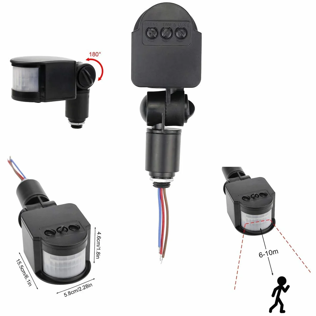 Hailege 2 szt. DC 12 V zewnętrzny przełącznik czujnika podczerwieni do monitora PIR - 12 V automatyczny czujnik ruchu na podczerwień, zegar do montażu na ścianie, zewnętrzny czujnik ruchu, przełącznik