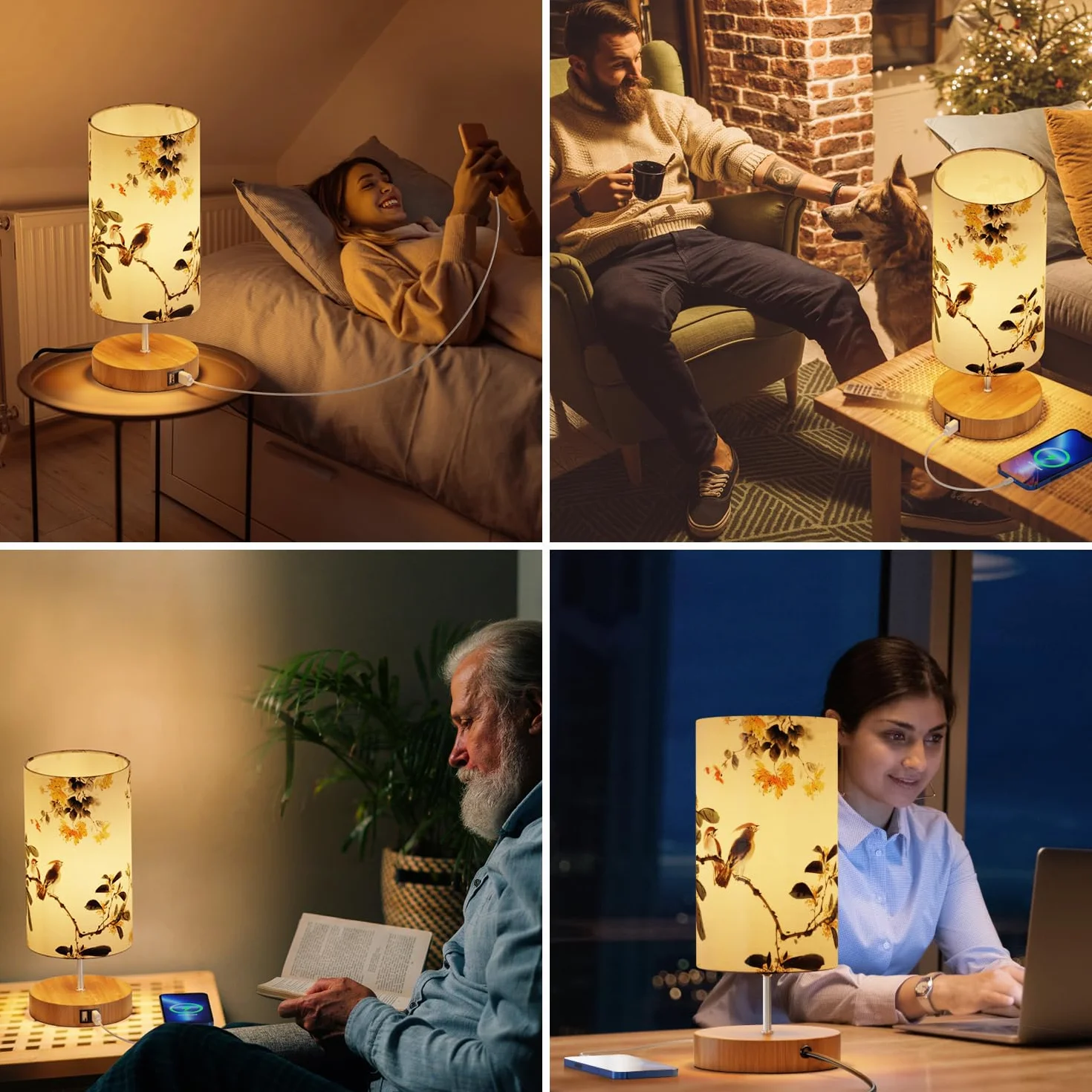 GPATIO lampa LED dotykowa ściemniana zestaw 2 szt. z nadrukiem 2 porty USB