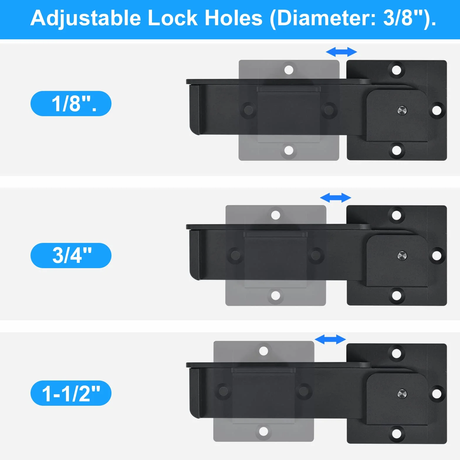 GreaTalent 19 cm blokada zatrzaskowa 2 szt., 4 mm wytrzymała regulowana blokada ze stopu aluminium do bram uchylnych, drzwi ogrodzeniowych