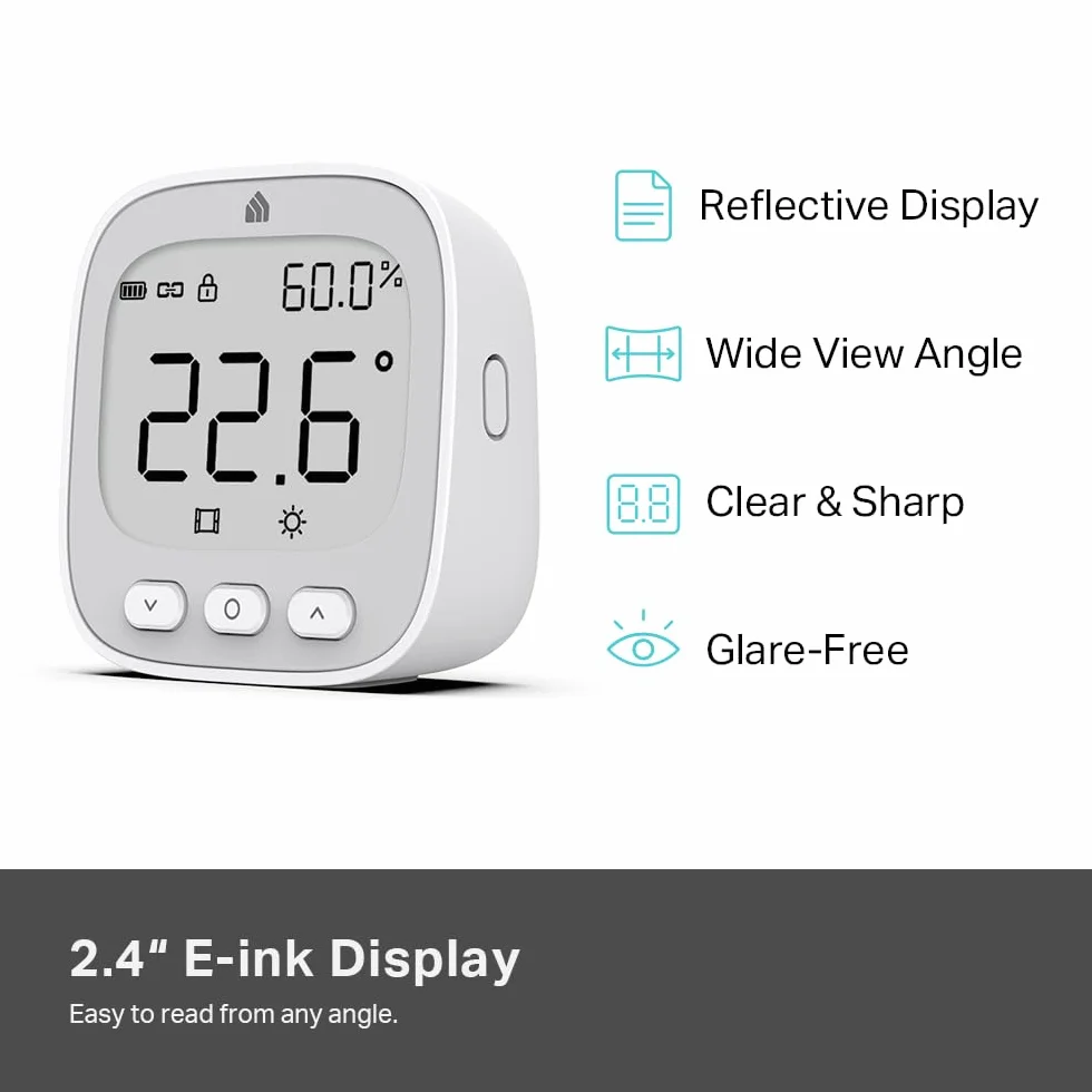 Kasa Monitor temperatury i wilgotności KE110 E-Ink 2,4" szwajcarski czujnik wysoka dokładność