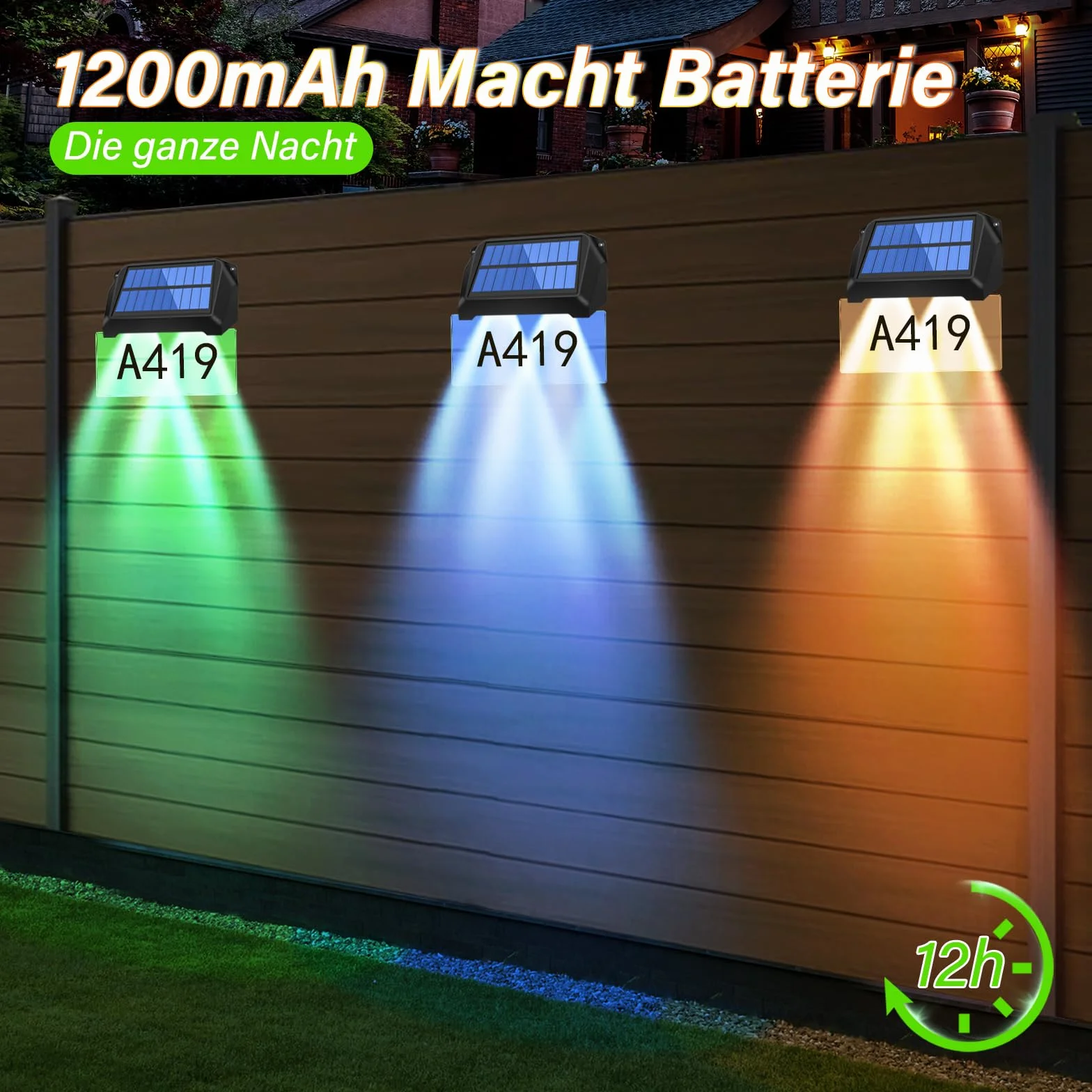 Solarnie podświetlany numer domu, lampa z numerem domu, nazwa ulicy 1200 mAh, płyta akrylowa, IP65, wodoszczelna do zewnętrznych tablic adresowych, 10 kolorów