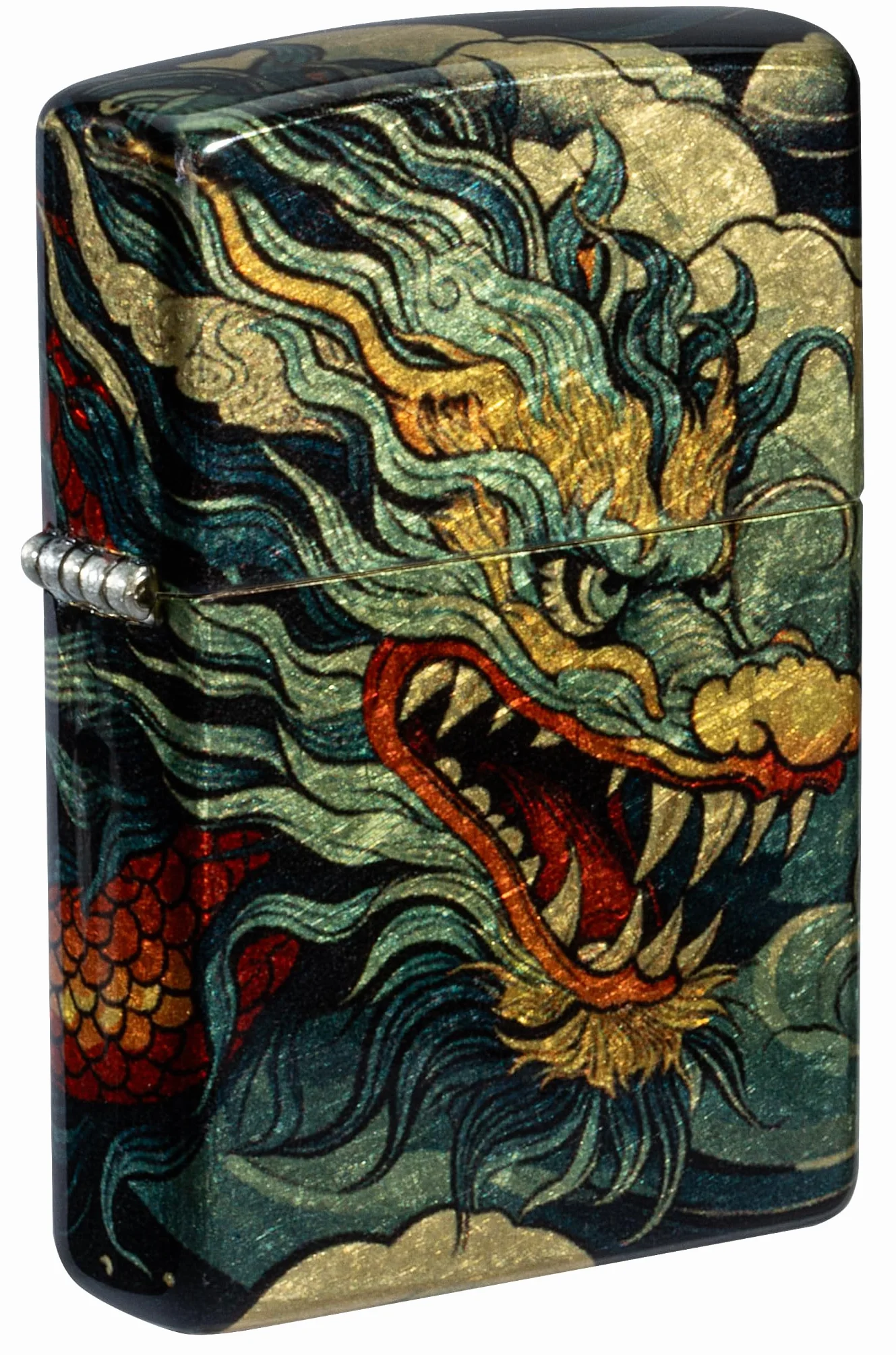 Zippo Colourful Dragon Zapalniczka Sztormowa, do Napełniania, Wielokrotnego Użytku, Wiatroodporna Konstrukcja, Pudełko na Prezent, Wykonano w USA, Kolor Postarzany Mosiądz 540°, Fuzyjne Nanoszenie