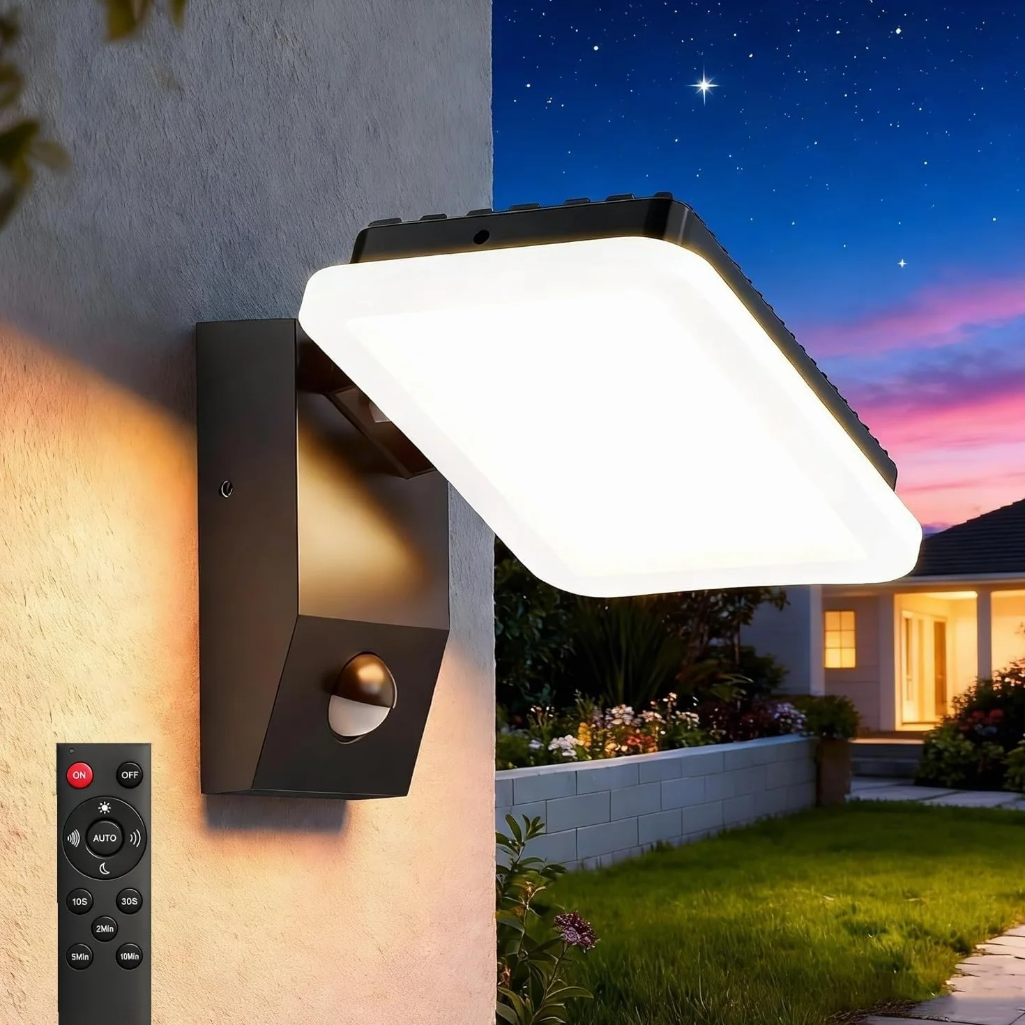 papasbox Lampa ścienna LED do użytku na zewnątrz, z czujnikiem ruchu, wodoszczelność IP65, zewnętrzna lampa ścienna