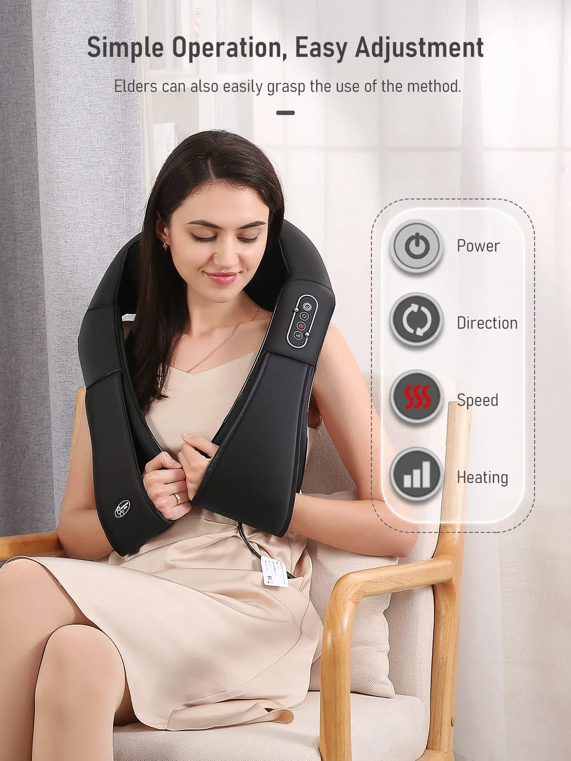 Masażer ramion i szyi Shiatsu 3D z podgrzewaniem czarny
