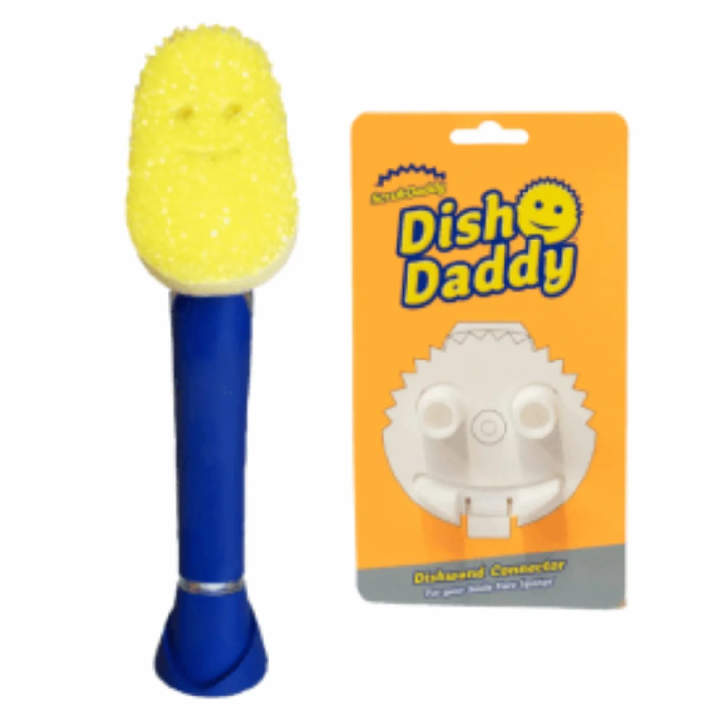 Scrub Daddy Daddy różdżka do naczyń i głowica łącząca, szczotka do dozowania mydła, zmieniająca teksturę gąbka do mycia z płynnym uchwytem, gąbka do naczyń z wbudowanym skrobakiem, głowica do