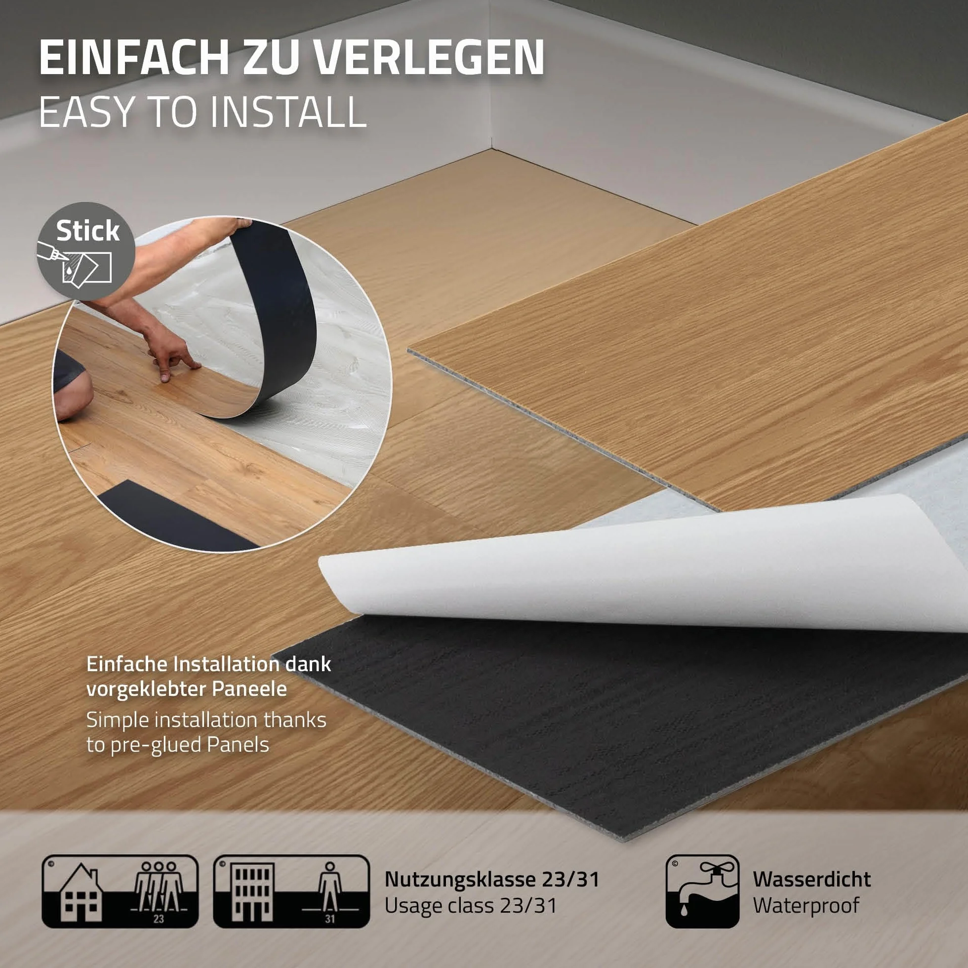 ML-Design Podloga Deluxe PVC, samoprzylepne deski winylowe, podloga winylowa, 91,5 cm x 15,3 cm x 2 mm, grubosc 2 mm, 2,23 m² / 16 desek, dab Sundance, wyglad drewna